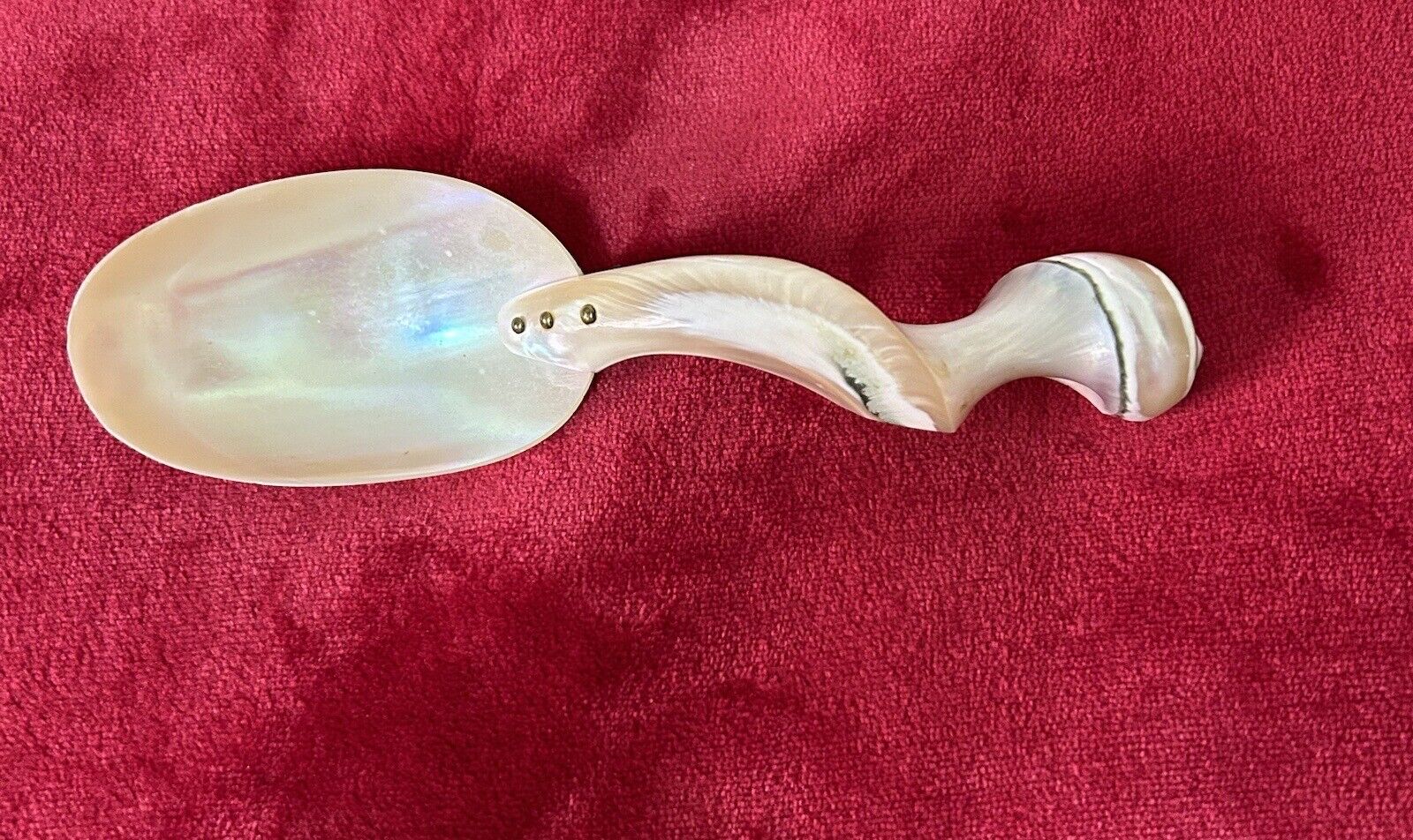 Beautiful Large Antique Mother Of Pearl Caviar Spoon Measures 8 Inches Long