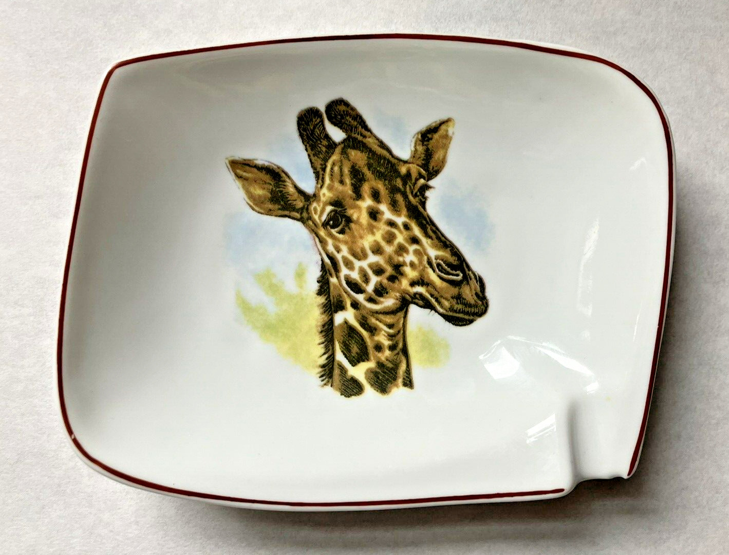 Vintage Leart Porcelain Wild Animals Ash Tray Trinket Dish Giraffe Brazil 5 x 4