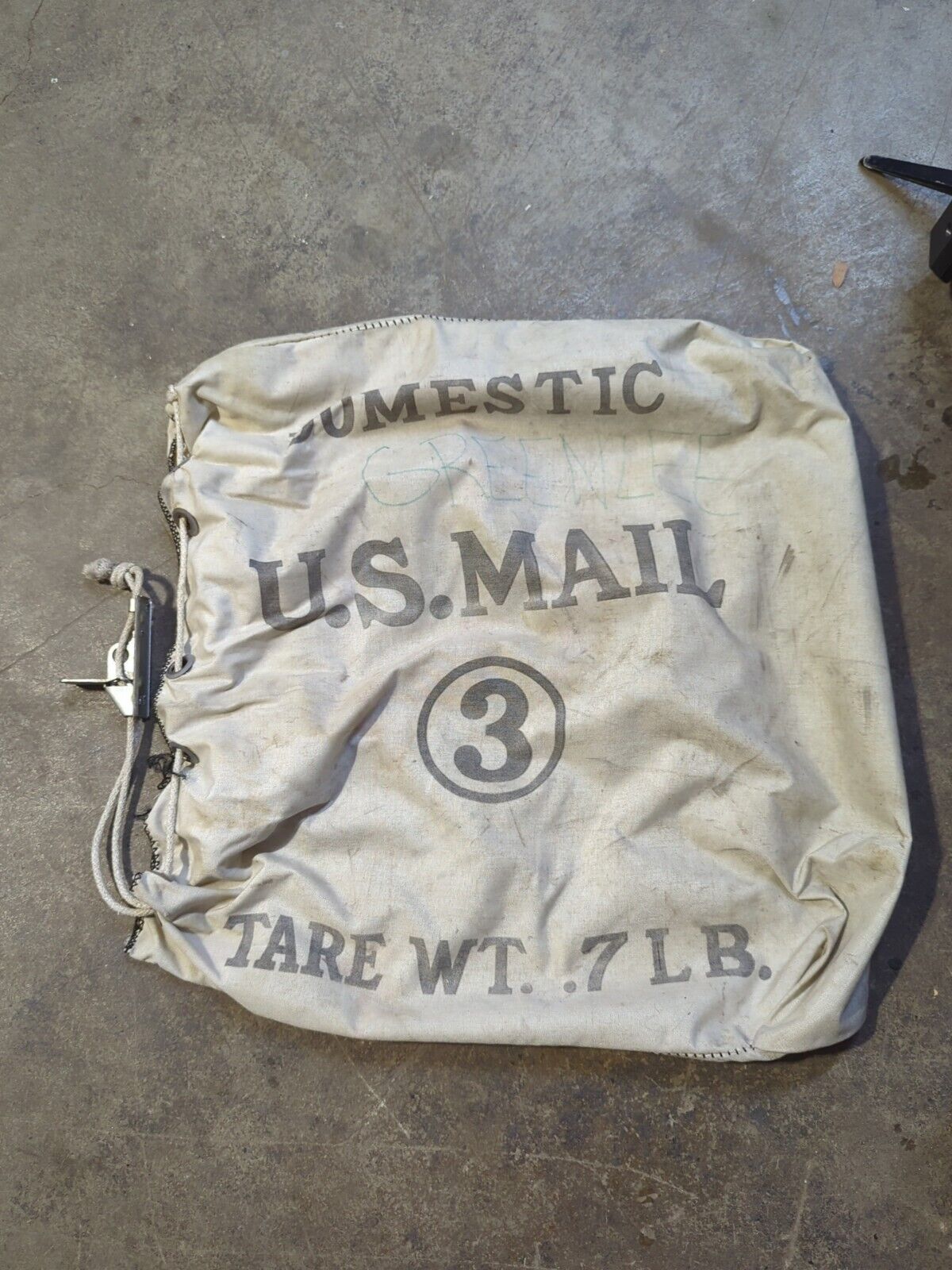 Vintage Domestic US Mail Bag #3 Heavy Canvas mail room tote travel carrier 22”