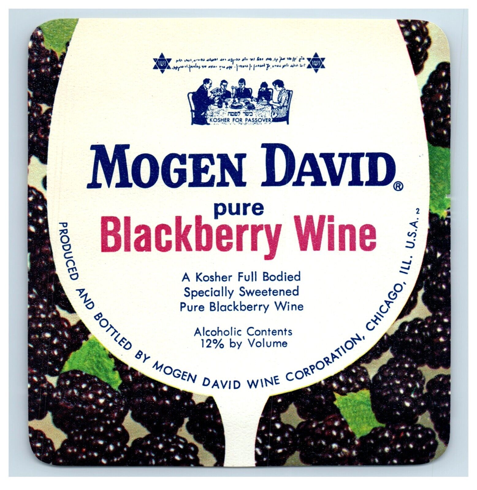 1960\'s-70\'s Mogen David Pure Blackberry Wine Label Original S59E