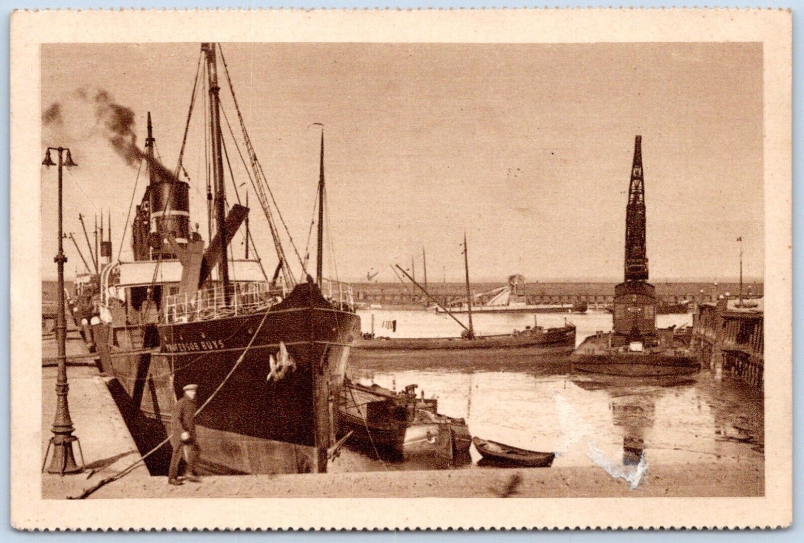 Postcard Harbor Harlingen Friesland Netherlands Steamship Professor Buys B41