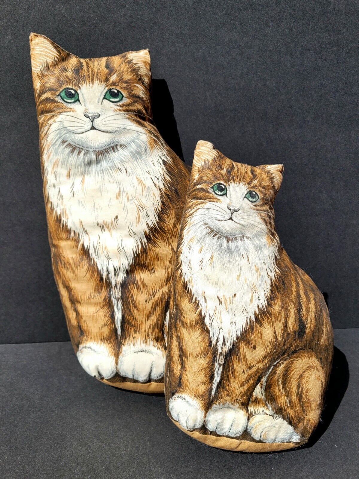 Cats Granny Core Cottage Litho Stuffed Cloth Kitten Pillow Tabby Brown Vintage 