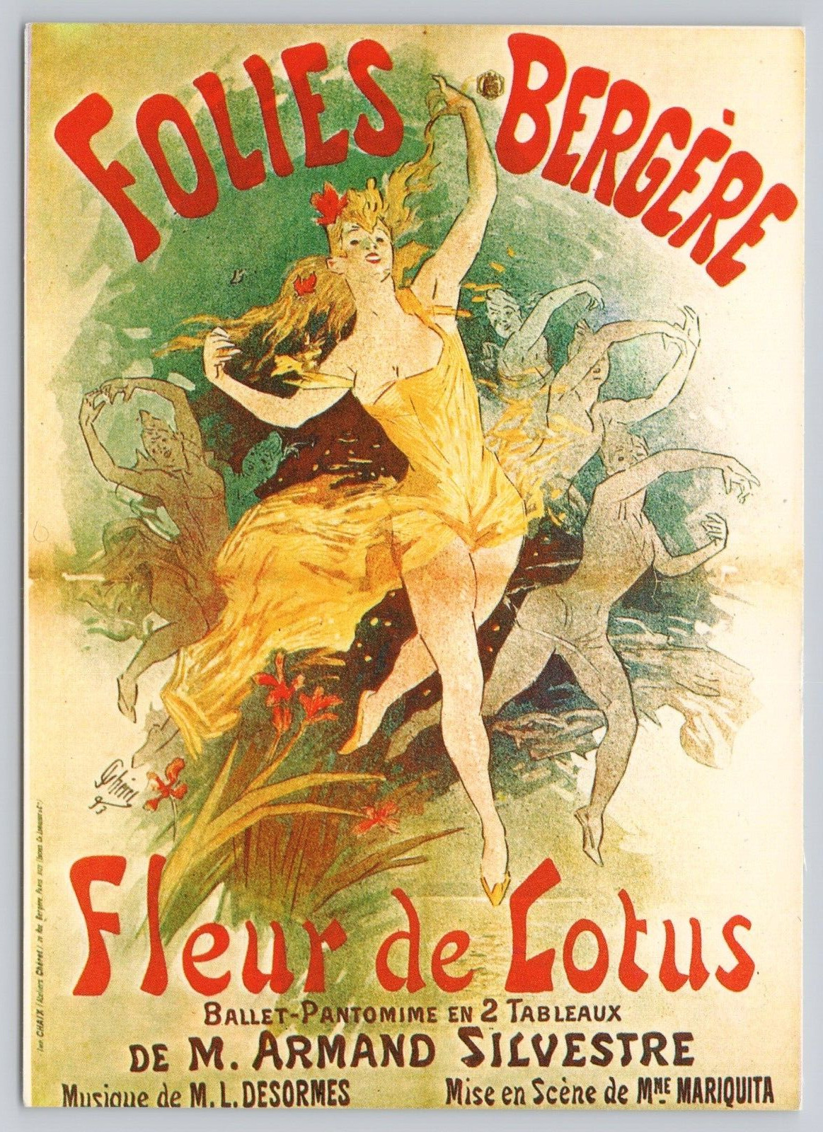 Post Card Lotus Flower Ballet Printed in France F. Nugeron D116