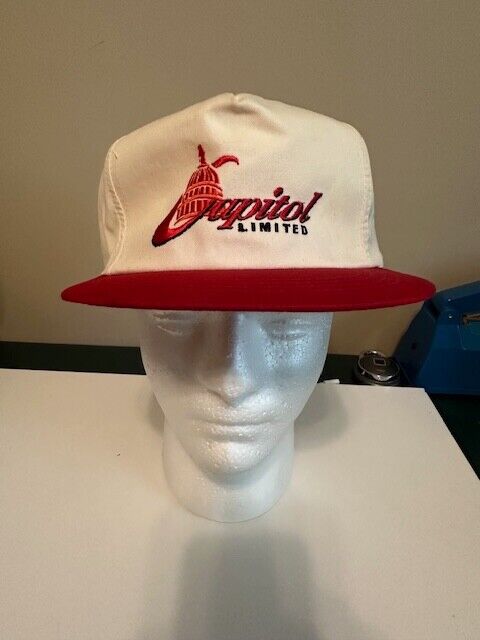 Amtrak Capitol Limited Embroidered Logo White Cap with Red Bill - Brand New