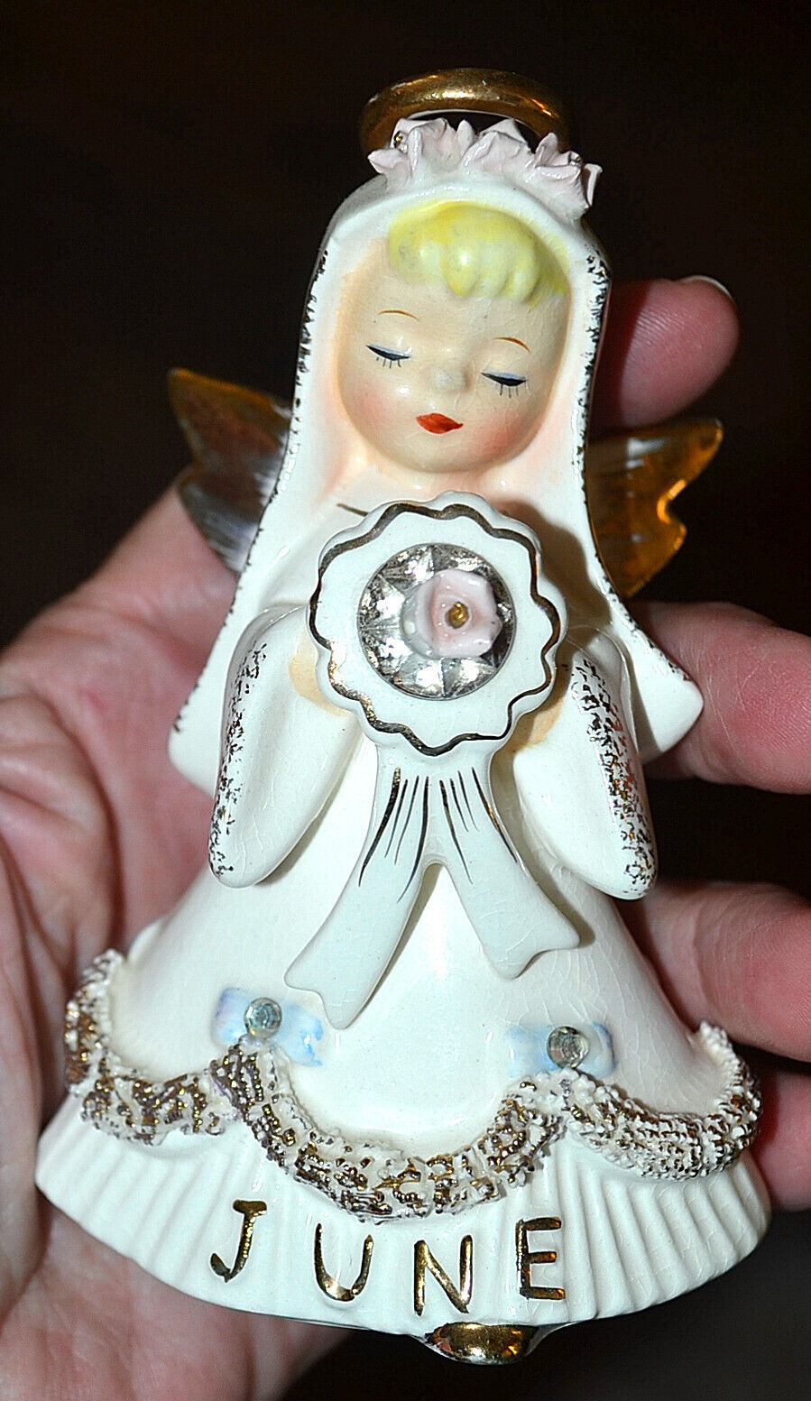 PRISTINE Vintage 1956 Lefton Angel of the Month Figurine June Girl #1987J, Japan