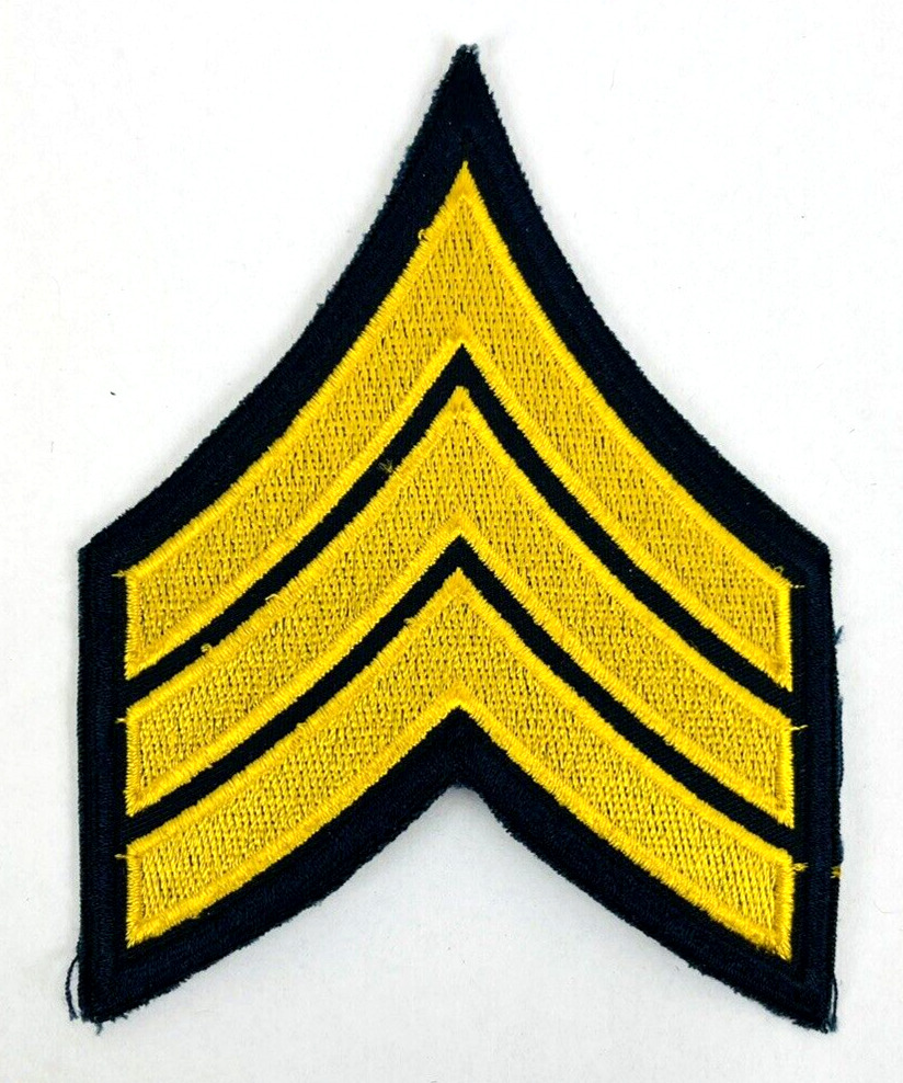 SGT Sergeant Chevrons Gold Navy Blue 4 1/2
