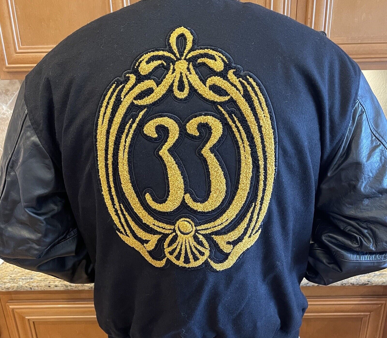 Club 33 Rare Leather Varsity Jacket With Gold Club Logo On Back Sold Out XL