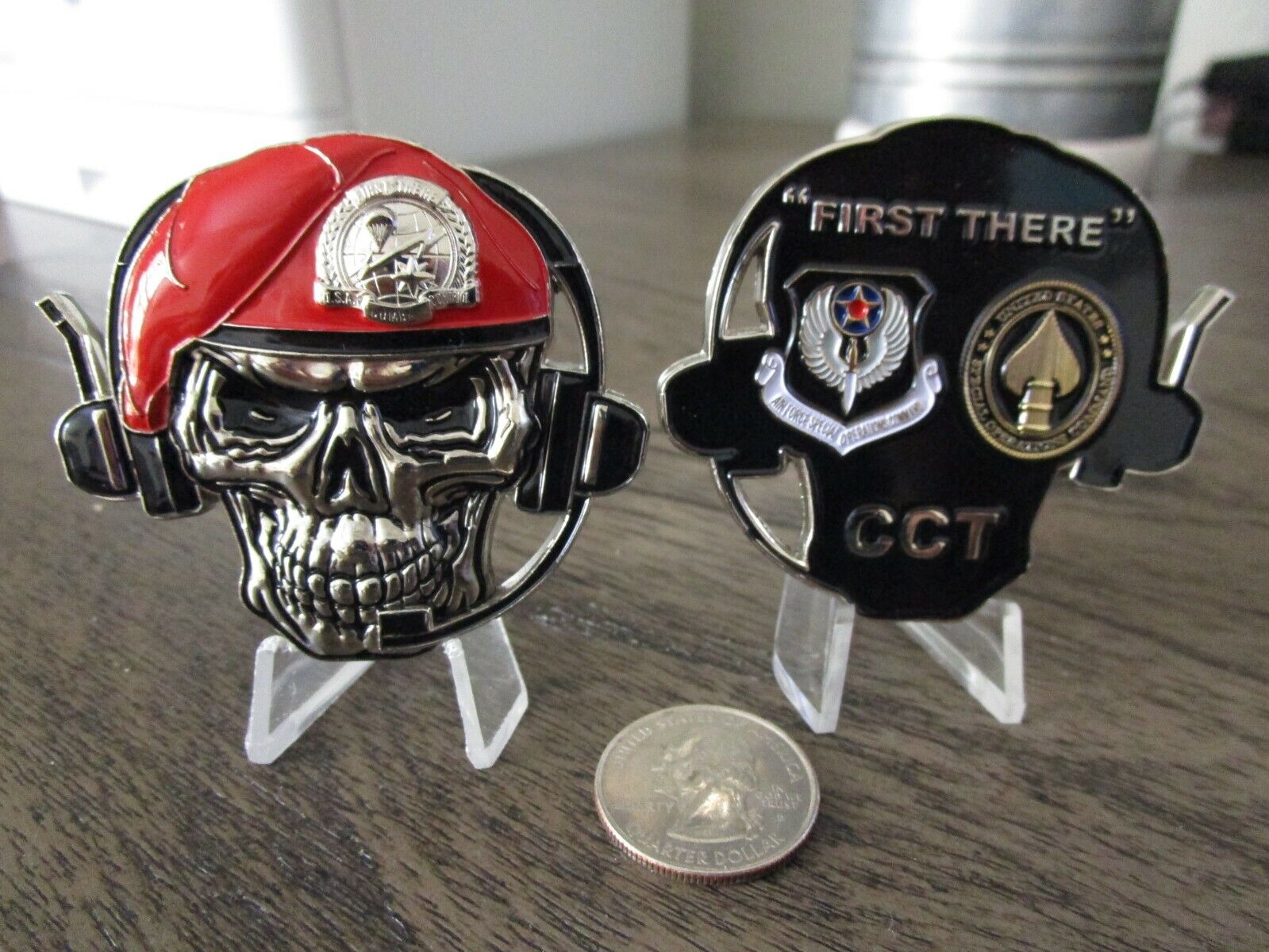 USAF AFSOC CCT Special Forces Combat Control Team Beret Skull Challenge Coin