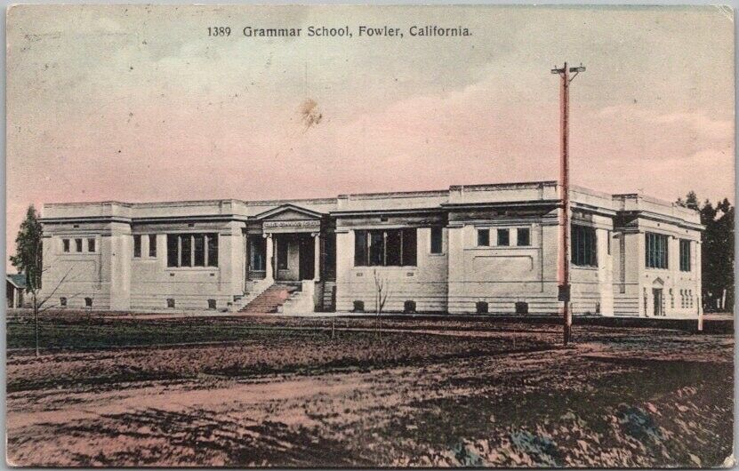 1912 FOWLER Fresno County California Hand-Colored Postcard \