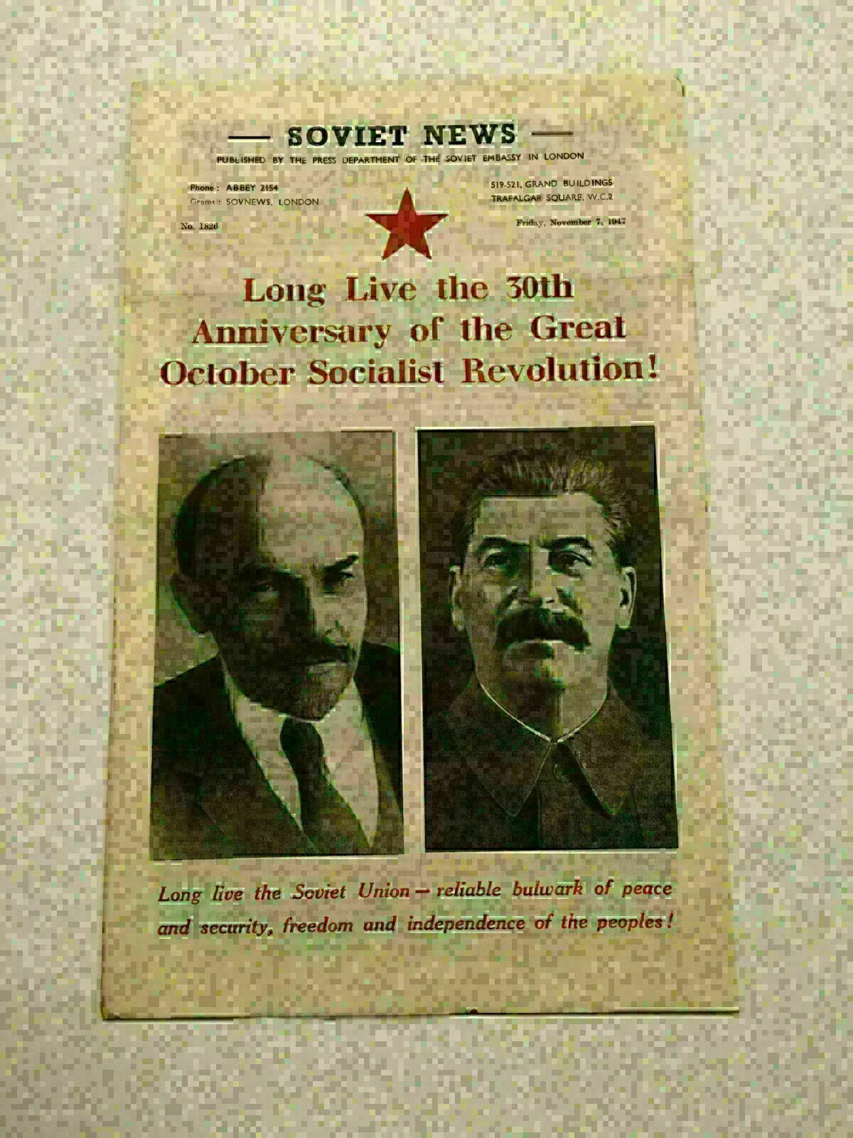 KL) USSR Soviet Weekly Newspaper Stalin Lenin 30th Anniversary November 7 1947