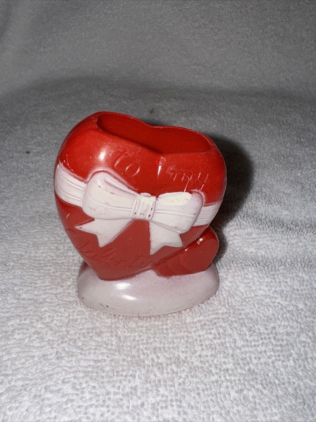 Vintage Rosbro Plastic To My Valentine Heart Candy Container