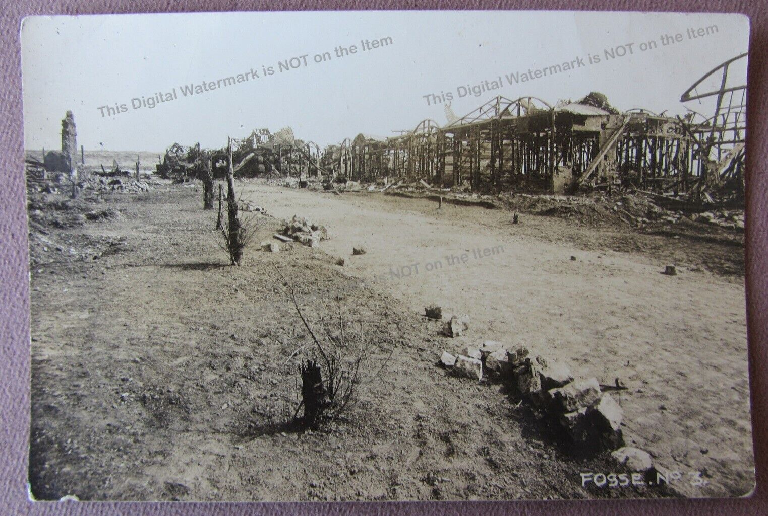 Original WWI Photo Destroyed Ruins Fosse No 3 France