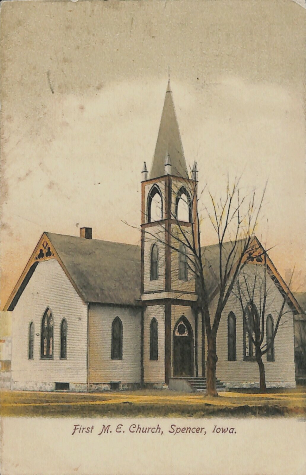 Spencer Iowa FIRST METHODIST CHURCH Postcard Posted 1907 Christian Religion