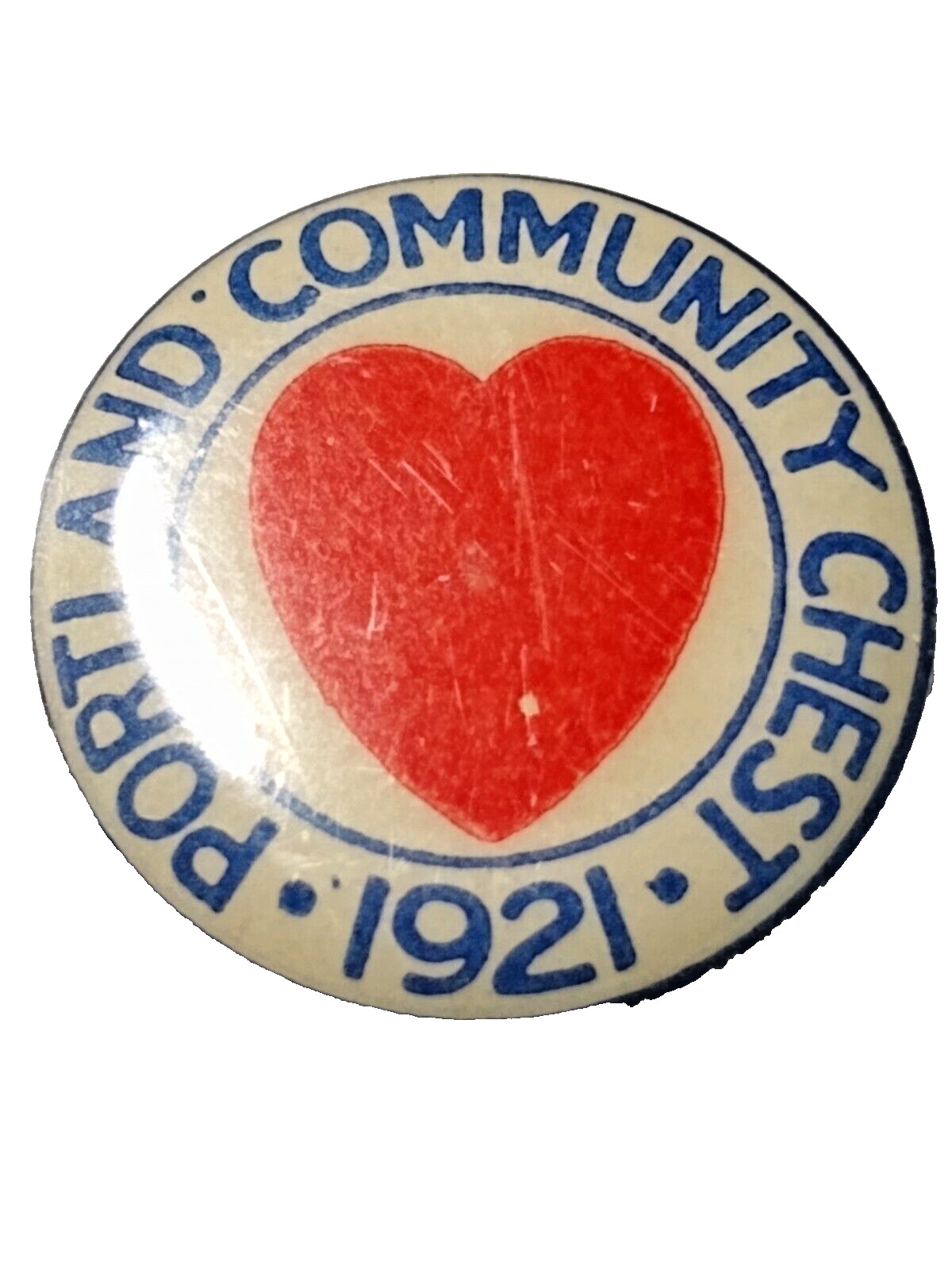 1921 Portland community chest 22.3mm button pin 