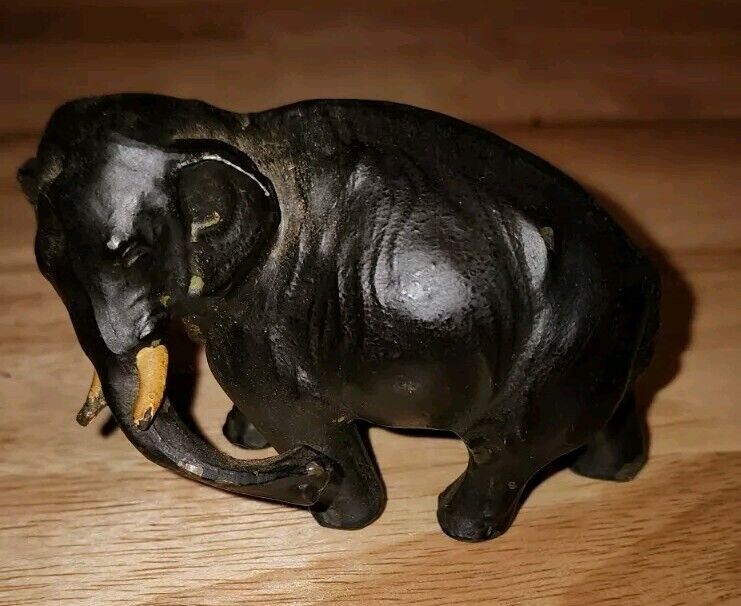 Vintage Hand Painted Elephant Bronze? Black 