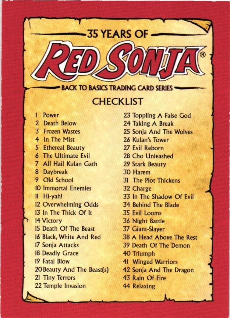 2009 Dynamic Forces Red Sonja Checklist Card 35 Years of Red Sonja