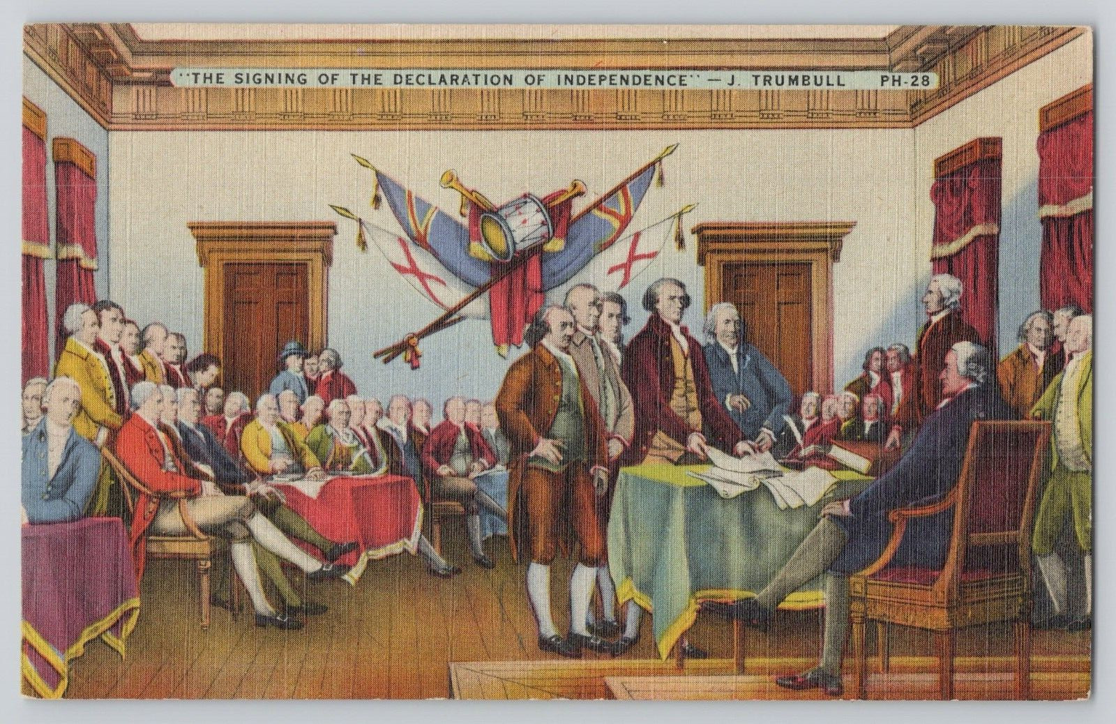 Postcard Signing of The Declaration of Independence, J.Trumbull
