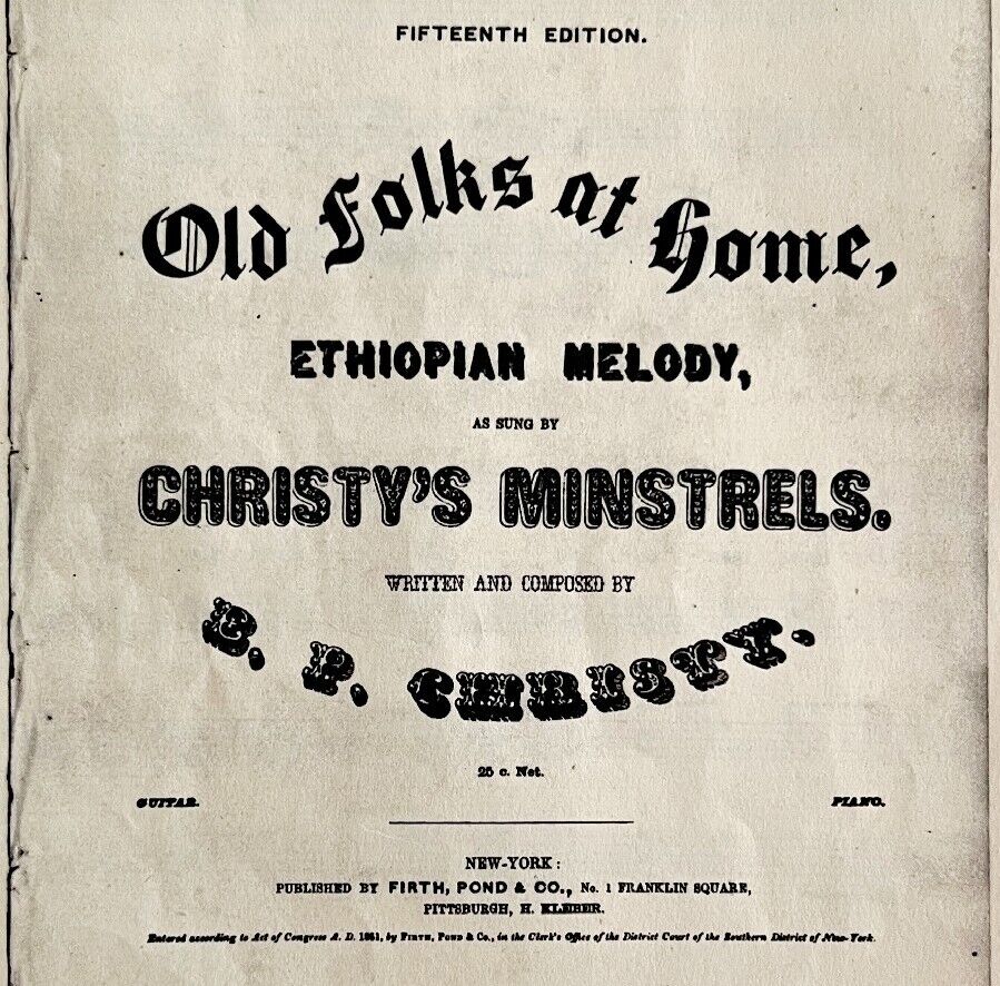 1940 Stephen Foster Ethiopan Melody Print Ephemera Old Folks At Home DWN10A