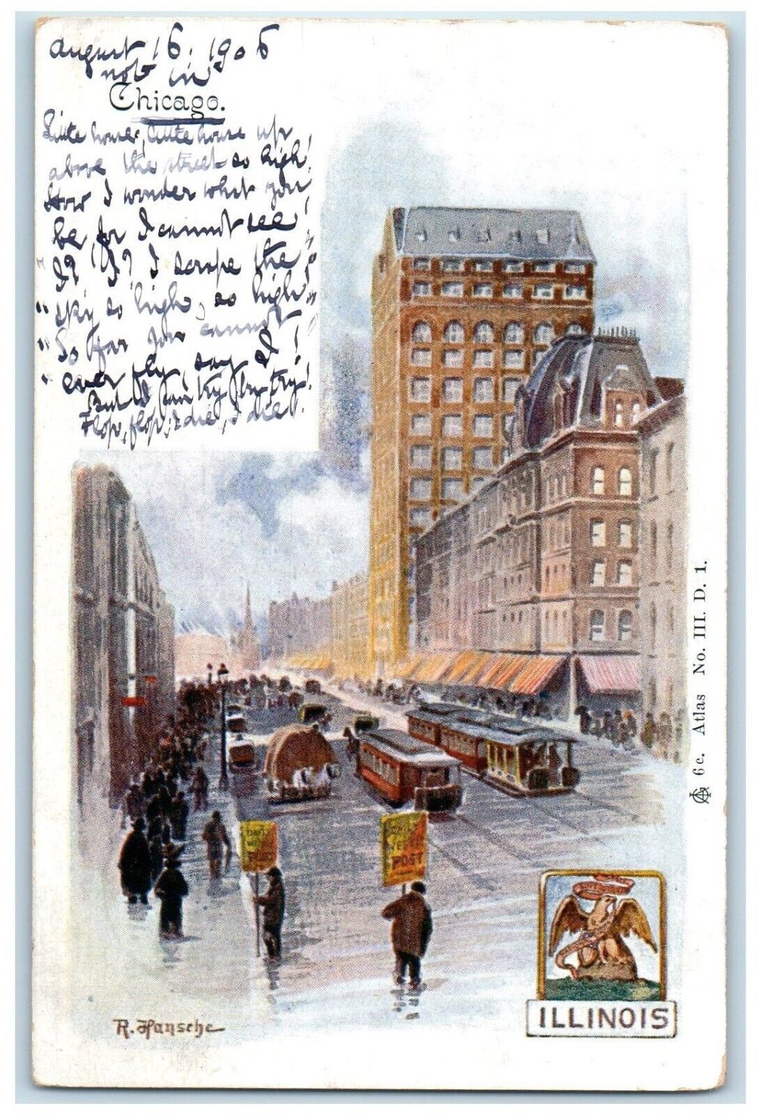 1906 Street View Trolley Train Stores Buildings Chicago Illinois IL Postcard