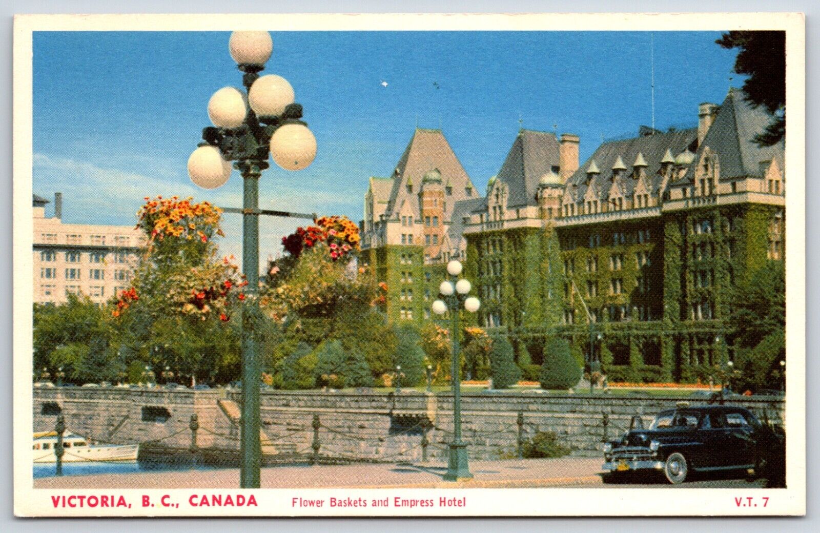 Postcard Flower Baskets And Empress Hotel, Victoria, B. C., Canada Unposted