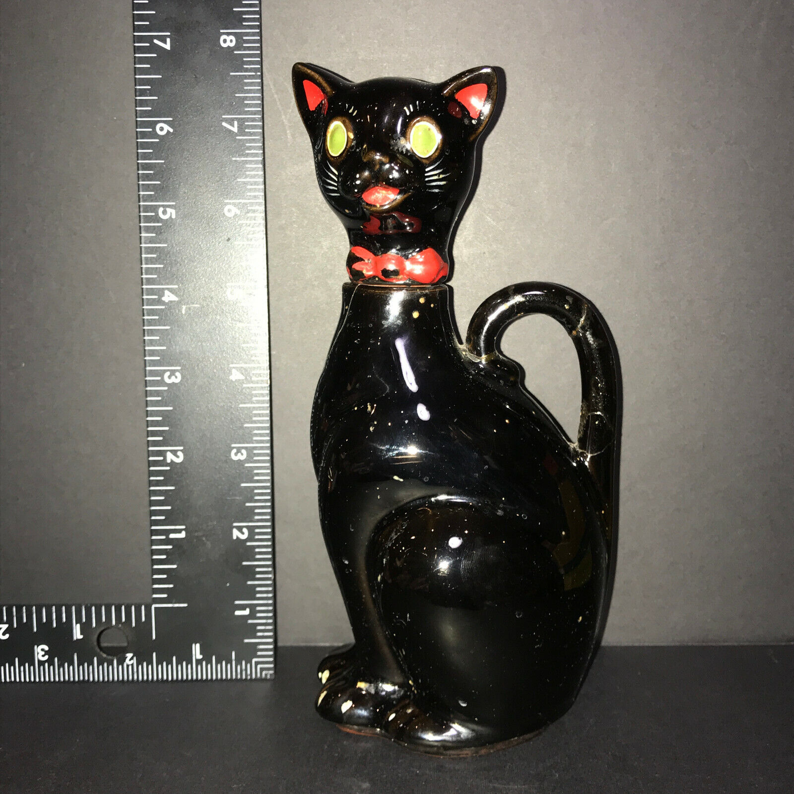 Vintage Black Cat Bottle Bowtie MCM 50\'s Cute Cool 8\