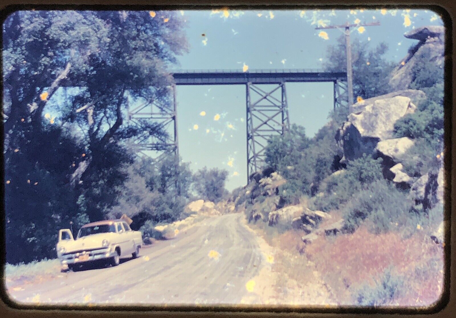 Vintage 35mm Slide Photo Campo Creek Viaduct Railroad Bridge California 1958