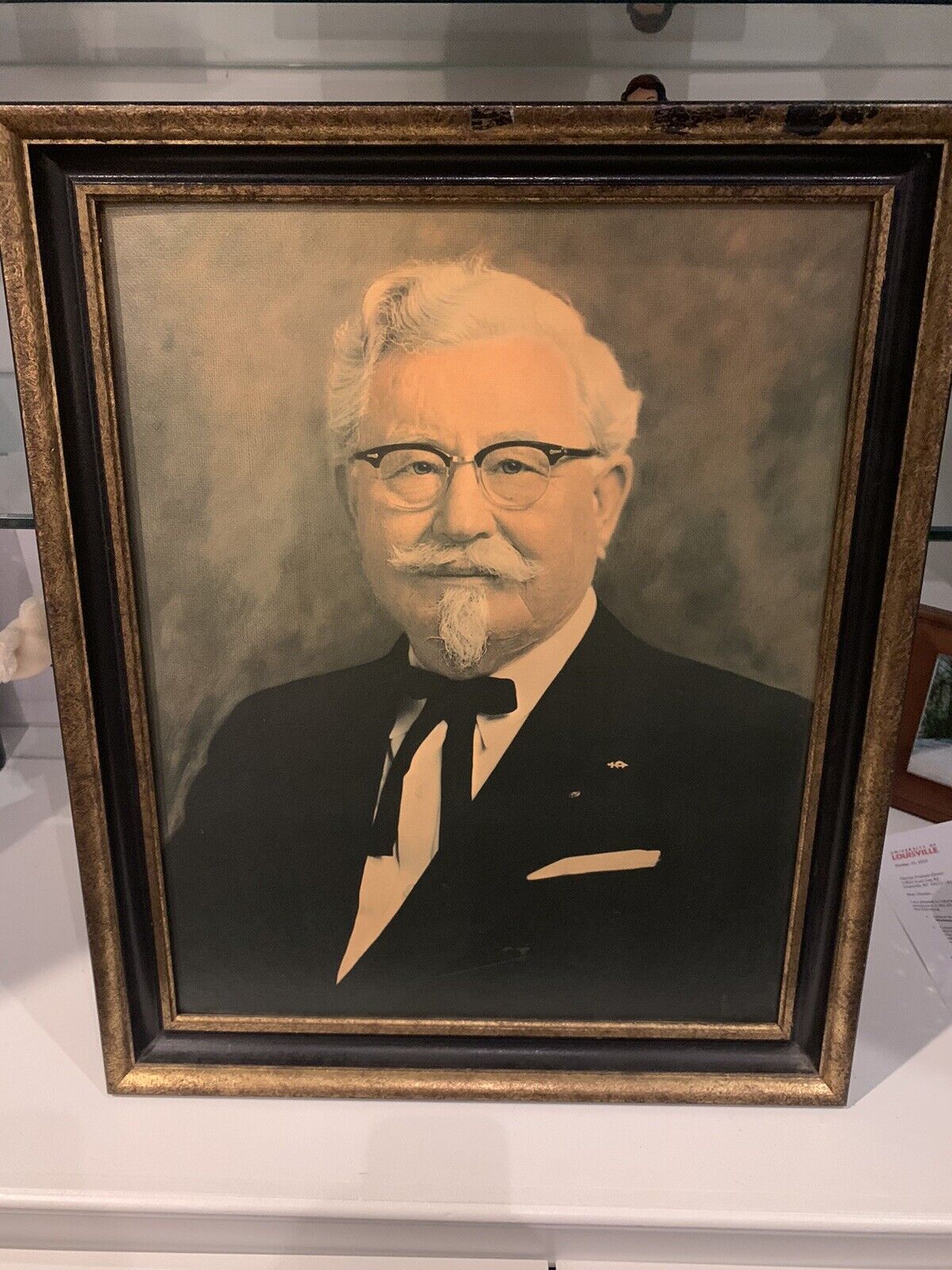 Vintage Colonel Sanders Portrait Signed Rare Black Suit