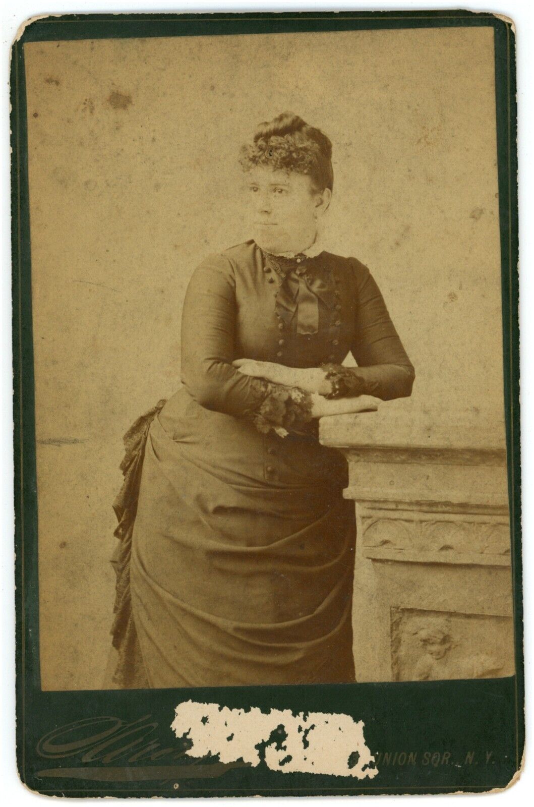 Circa 1880\'S Cabinet Card Lovely Woman Black Victorian Dress Sarony New York, NY