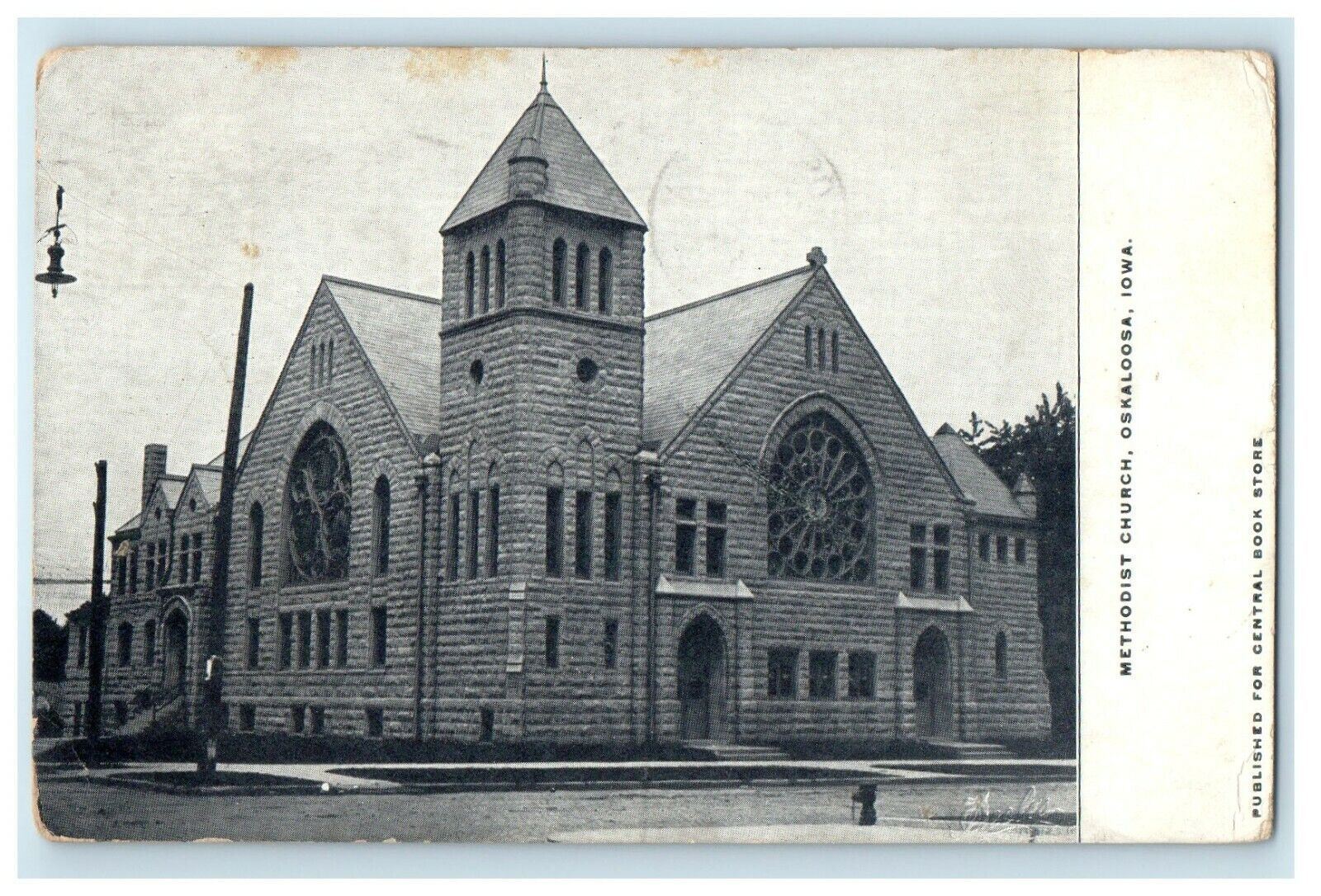 1908 Exterior of Methodist Church, Oskaloosa, Iowa IA Antique Postcard