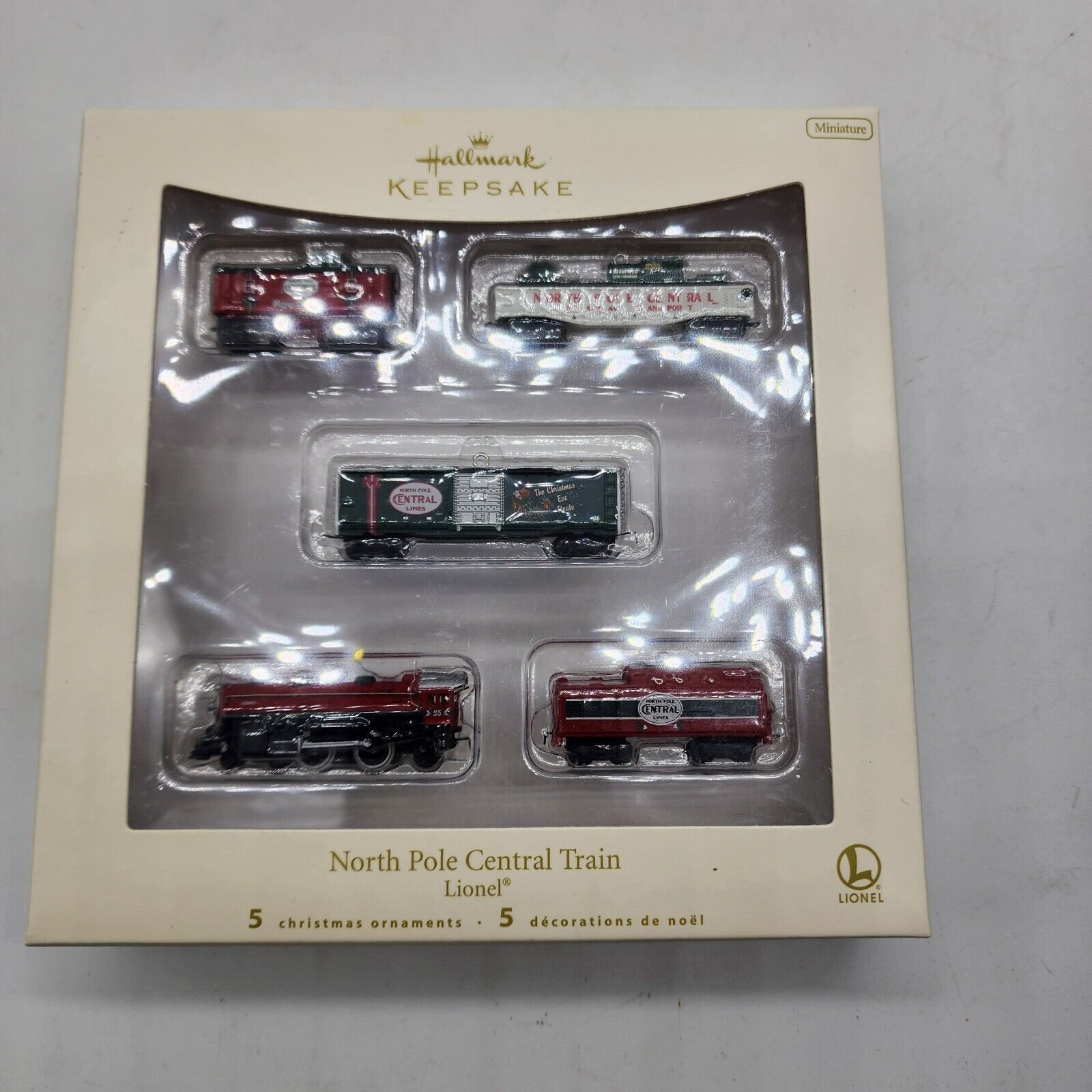 2007 North Pole Central Train Lionel Hallmark Keepsake Miniature Ornament Set