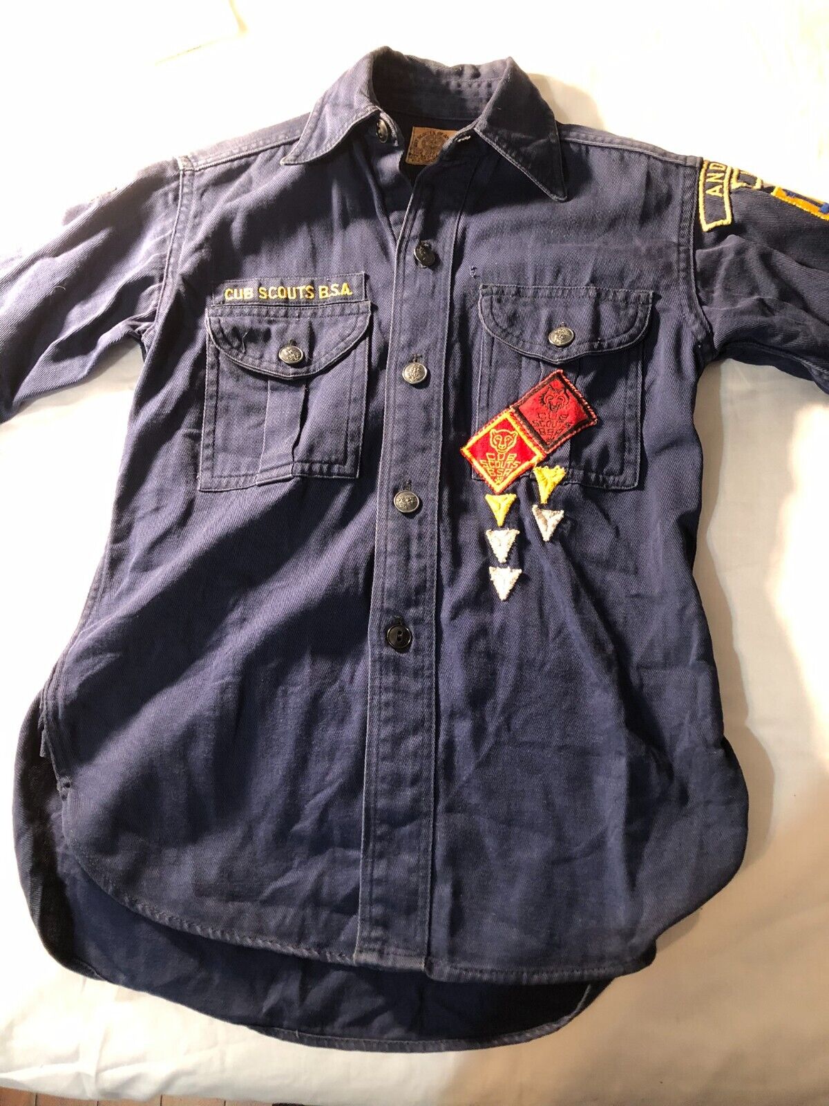 Vintage BSA Cub Scout uniform 1930s or 40's long sleeve badges metal buttons