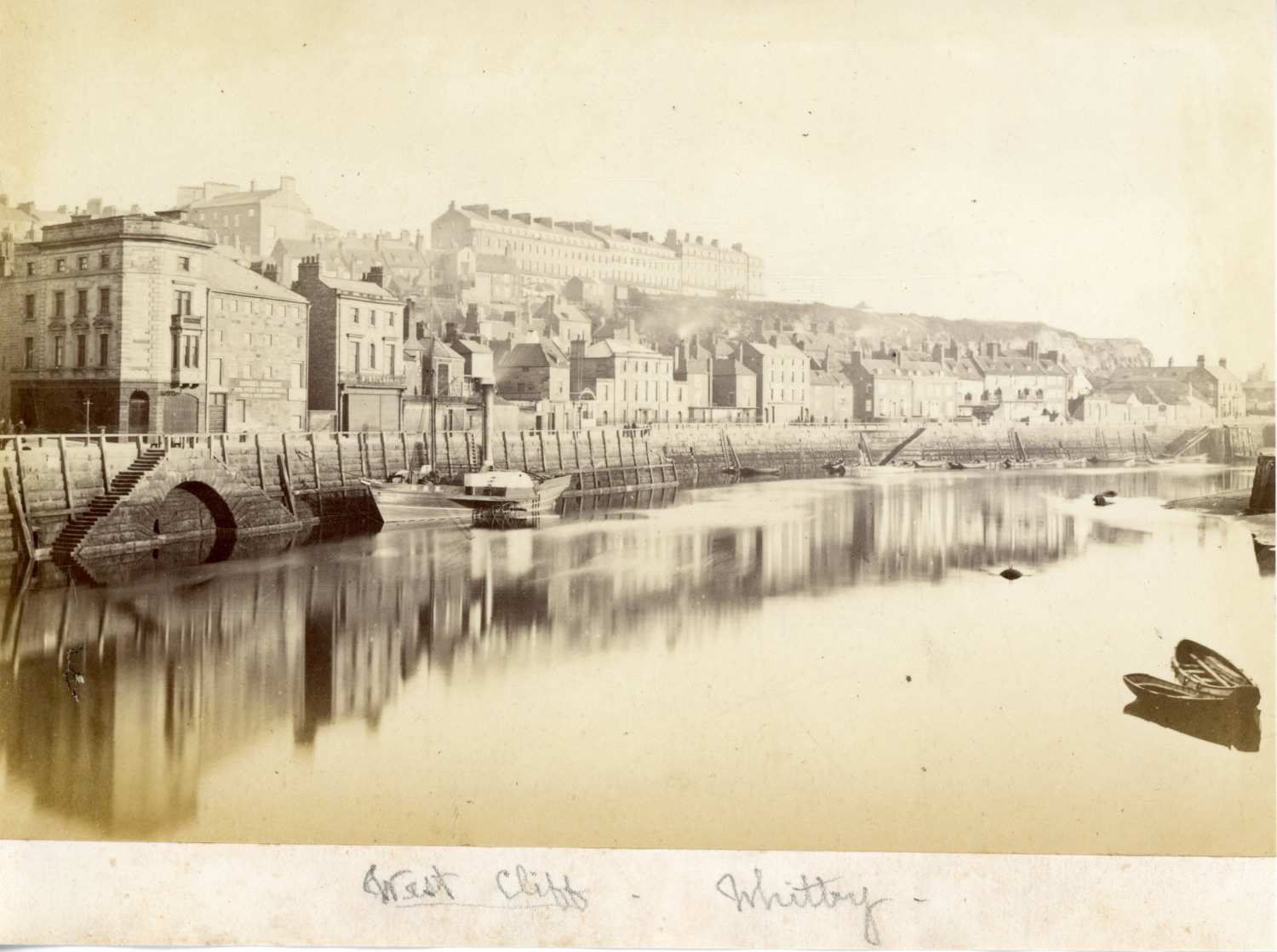 England, North Yorkshire, Whitby View West Cliff Side, ca.1870, vintage a