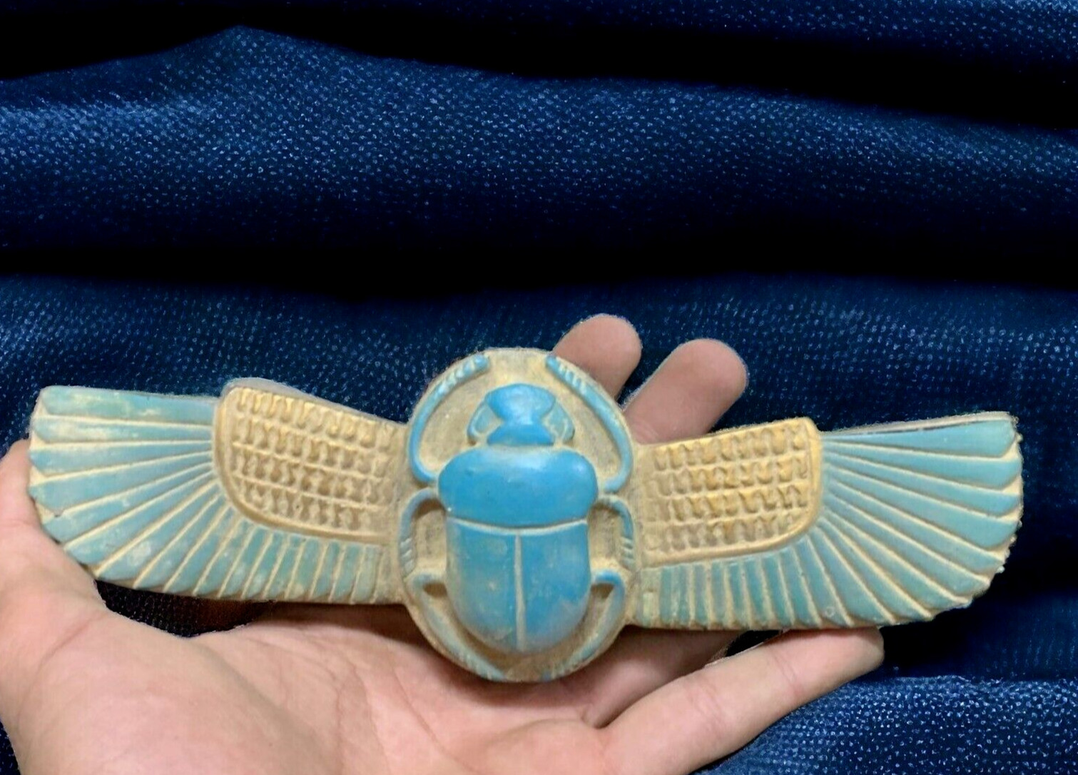Rare Ancient Egyptian Antiquities Stone Scarab Winged Pharaonic Egypt Rare BC