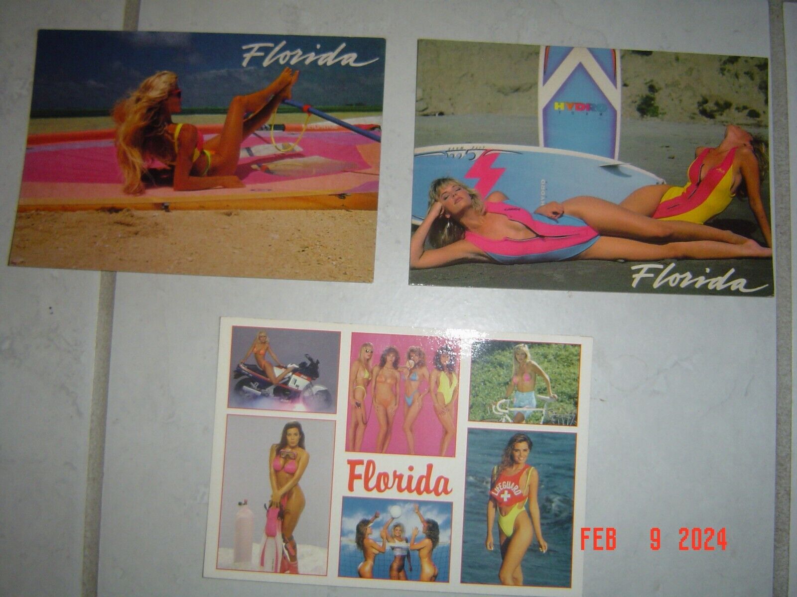 Sexy Florida Postcards (4.5-in x 6.5-in) with ladies in swimsuits - lot of 3