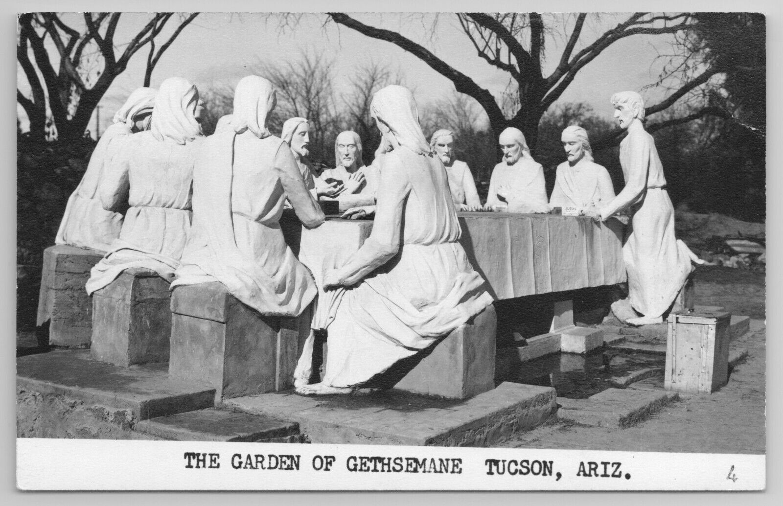 1930-50 Postcard The Garden Of Gethsemane Tucson Arizona Rppc Real Photo