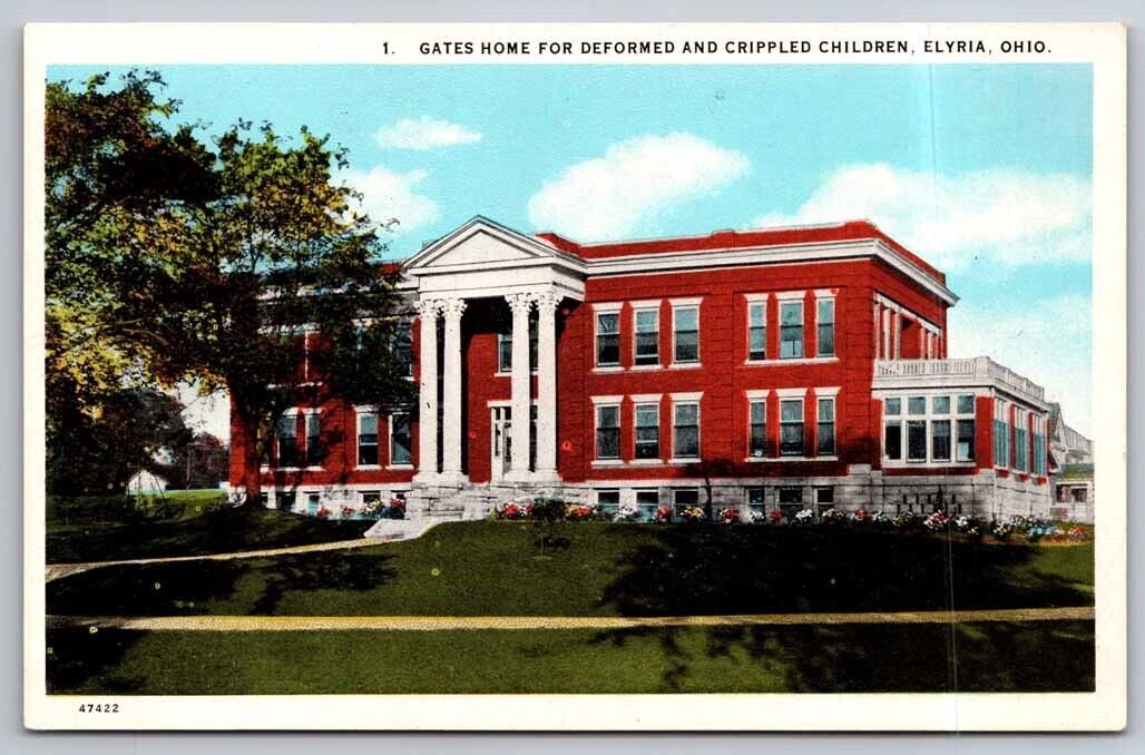 Gates Home for Deformed and Crippled Children Elyria OH Ohio Postcard
