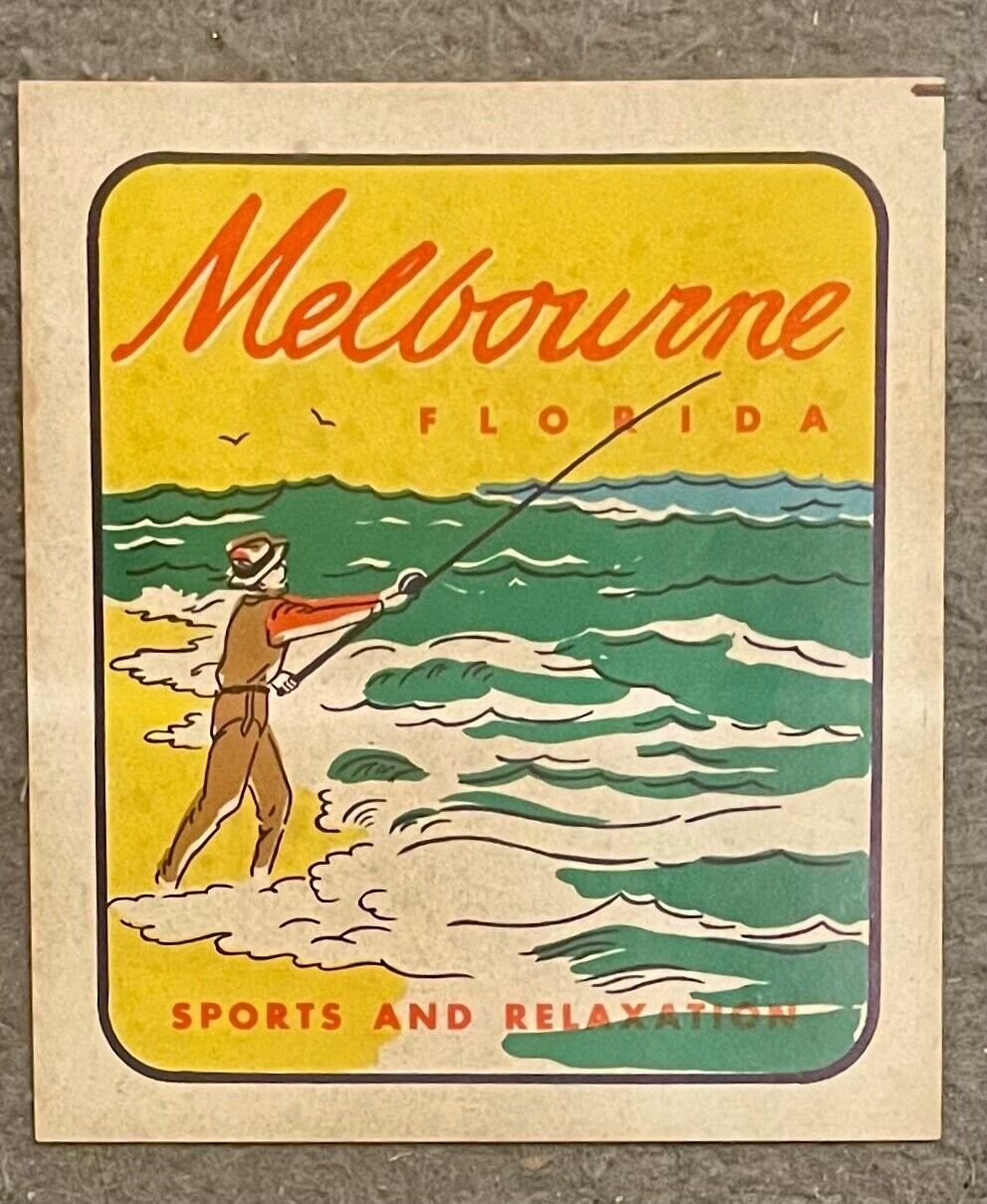 Vintage 1950s Melbourne Florida ORIGINAL Souvenir Sticker