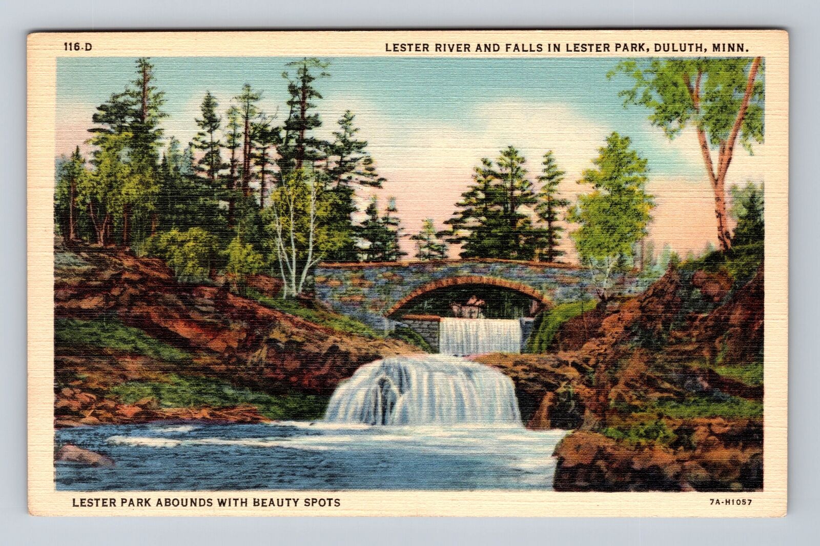 Duluth MN-Minnesota, Lester River And Falls In Lester Park, Vintage Postcard