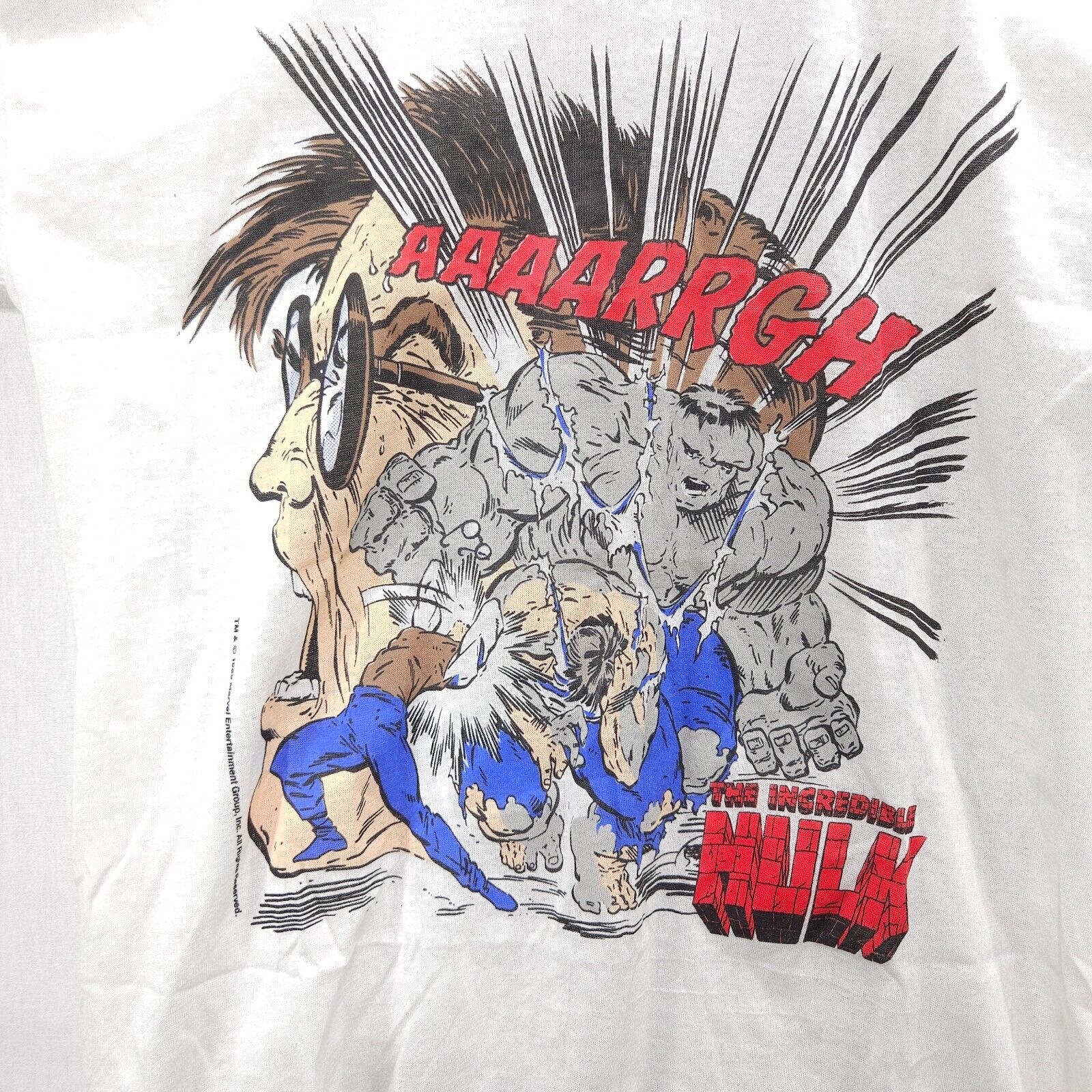 Vtg 80s Marvel Incredible Hulk T-Shirt L White Deadstock 1989 90s NOS Tee Swing