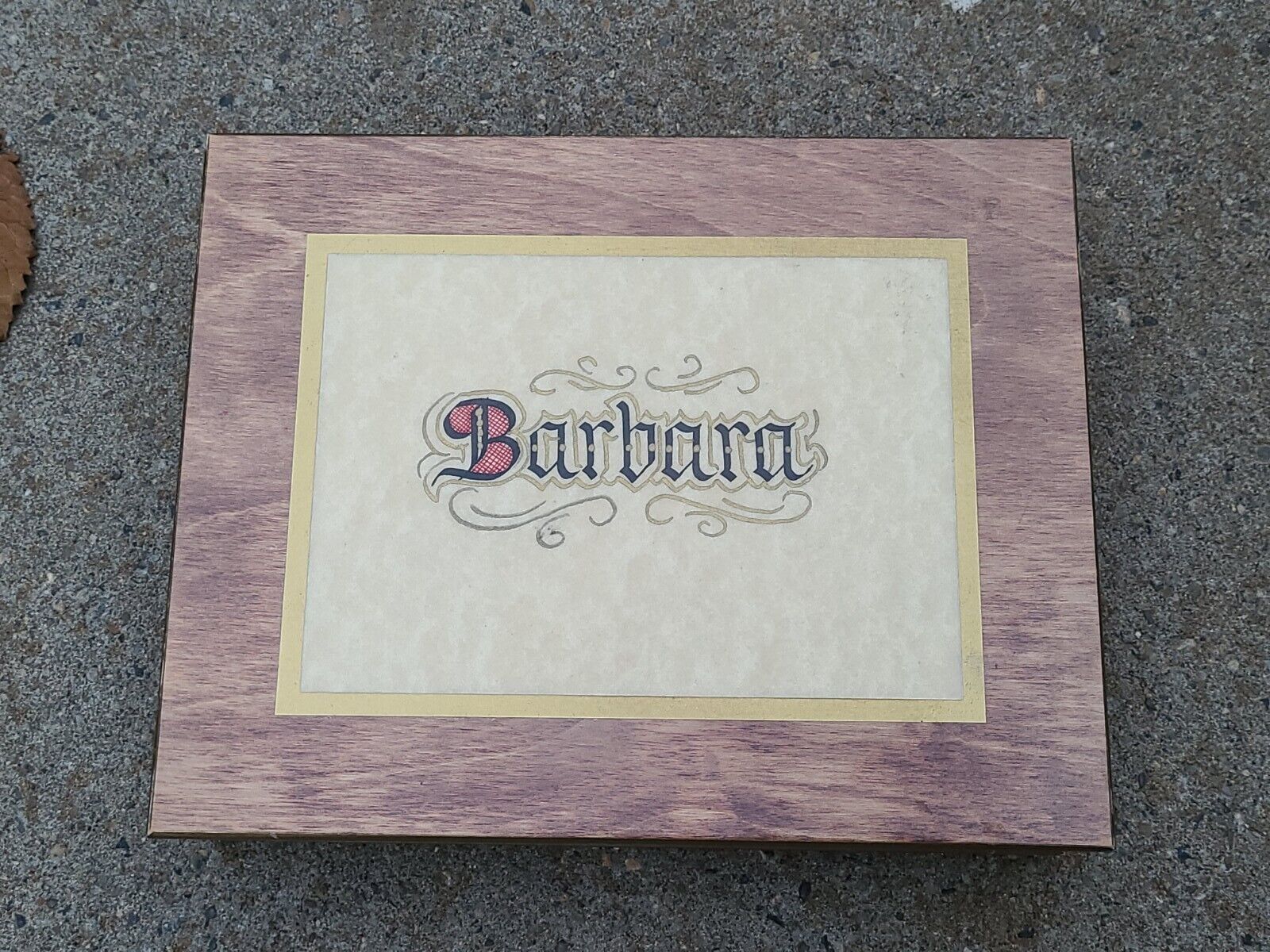 Beautiful Vintage Wooden Jewelry Box With Name Barbara