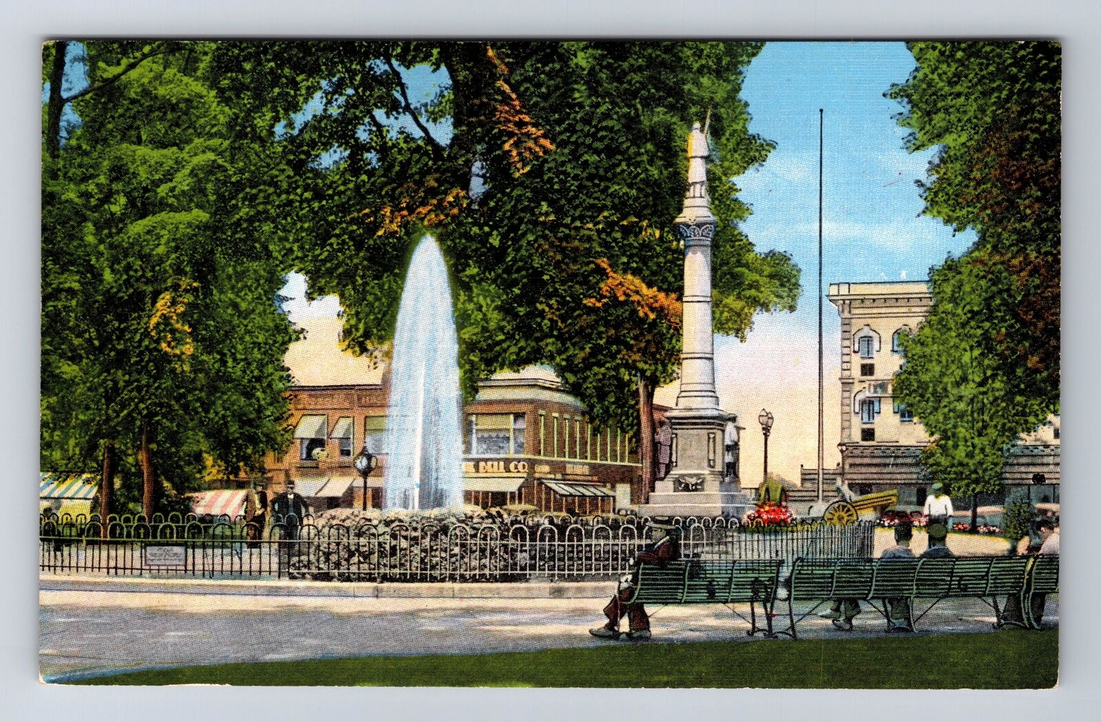 Elyria OH-Ohio, Electric Fountain in Ely Park, Antique Vintage Postcard