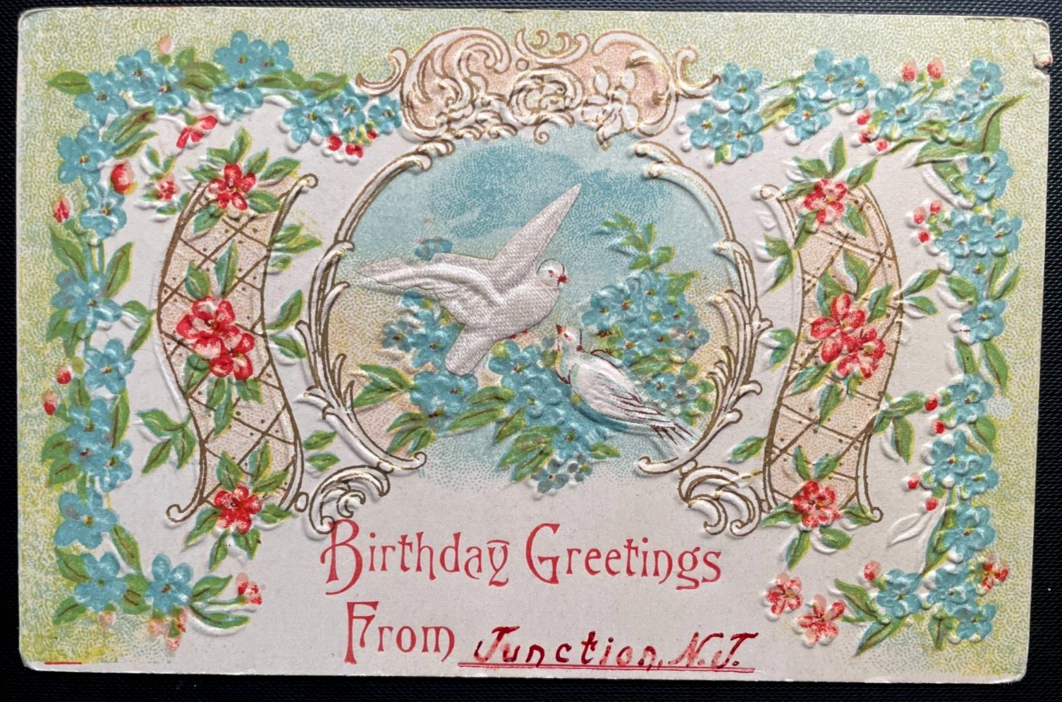 Vintage Victorian Postcard 1901-1910 Birthday Greetings from Junction, N.J.
