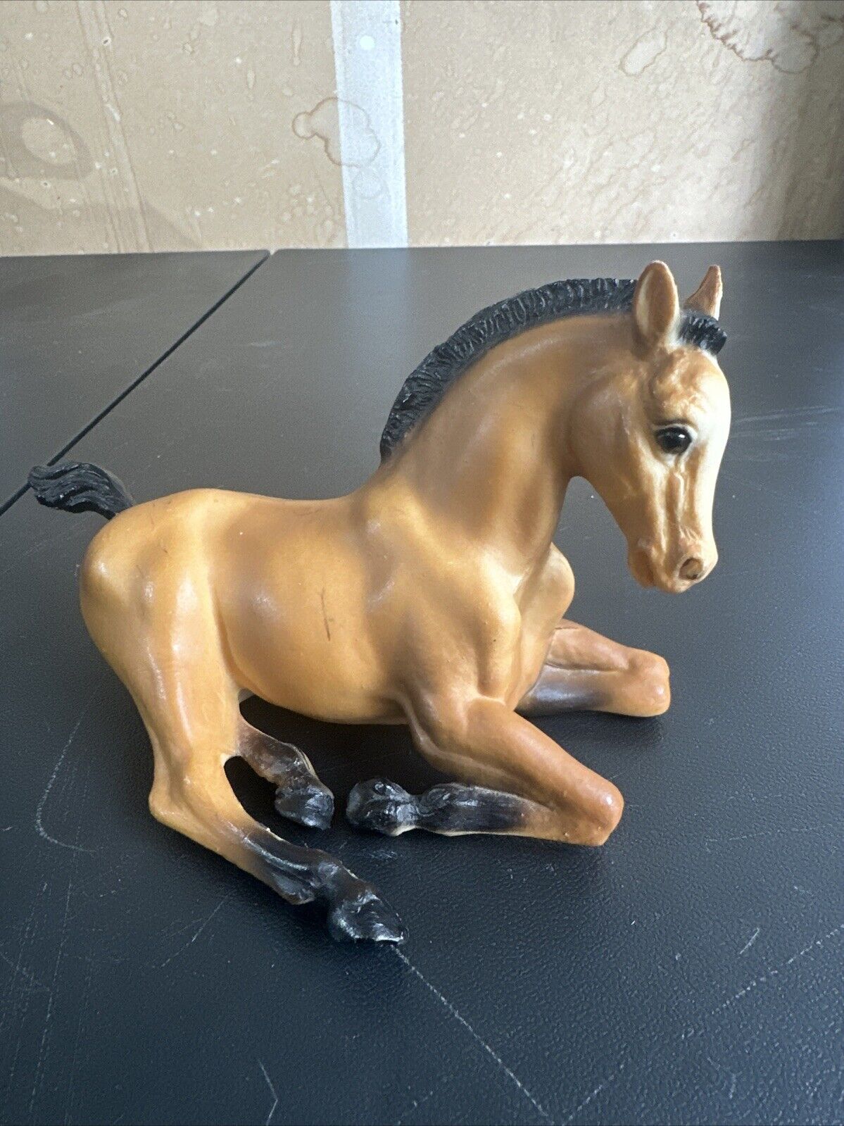 Vintage BREYER HORSE Lying Down Foal  Buckskin Bald Face Black Tail Mane #166