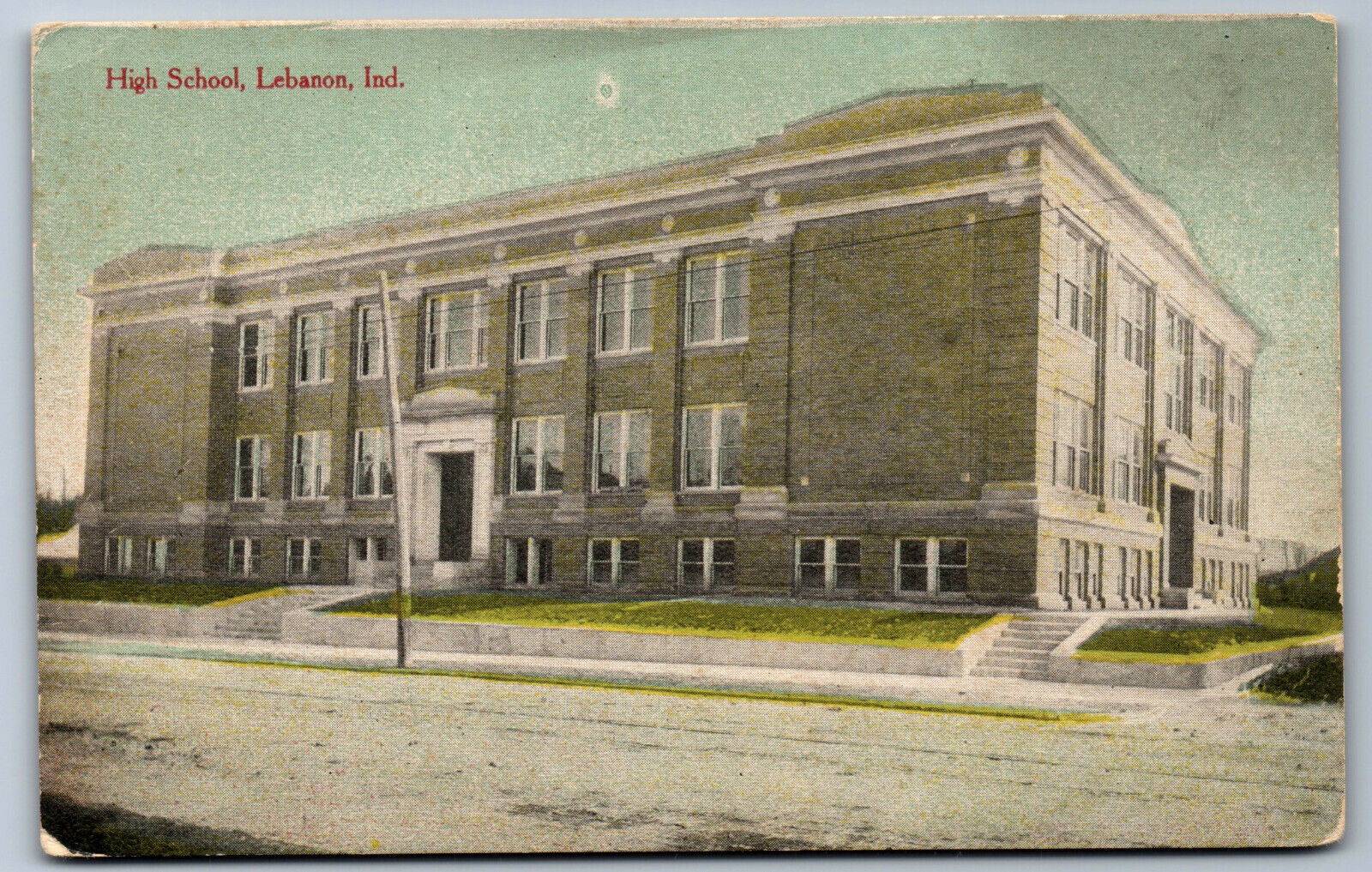 Postcard Indiana IN c.1910\'s High School Lebanon Y5