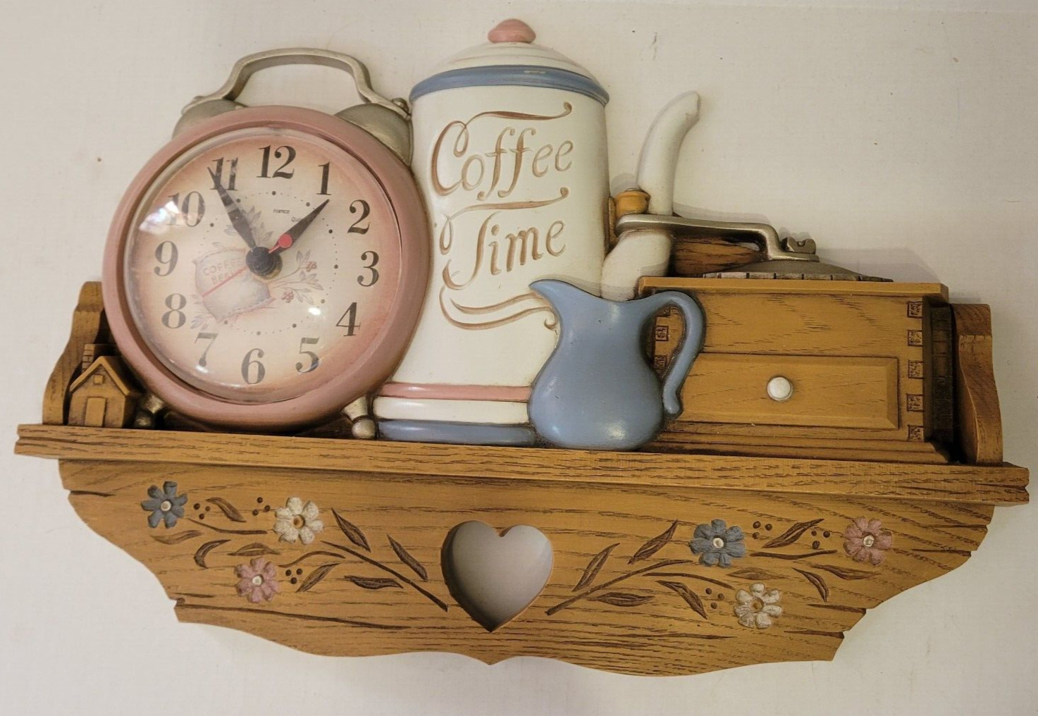 Vintage Homco 1988 Burwood Wall Clock 2887 ~ Coffee Time ~ Made in the USA.