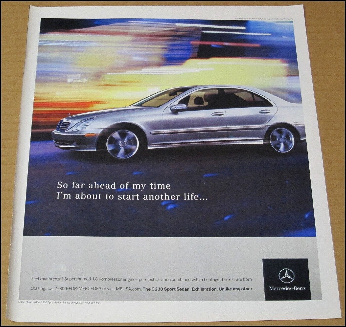 2004 Mercedes-Benz C230 Print Ad 2003 Car Automobile Advertisement Vintage 10x12