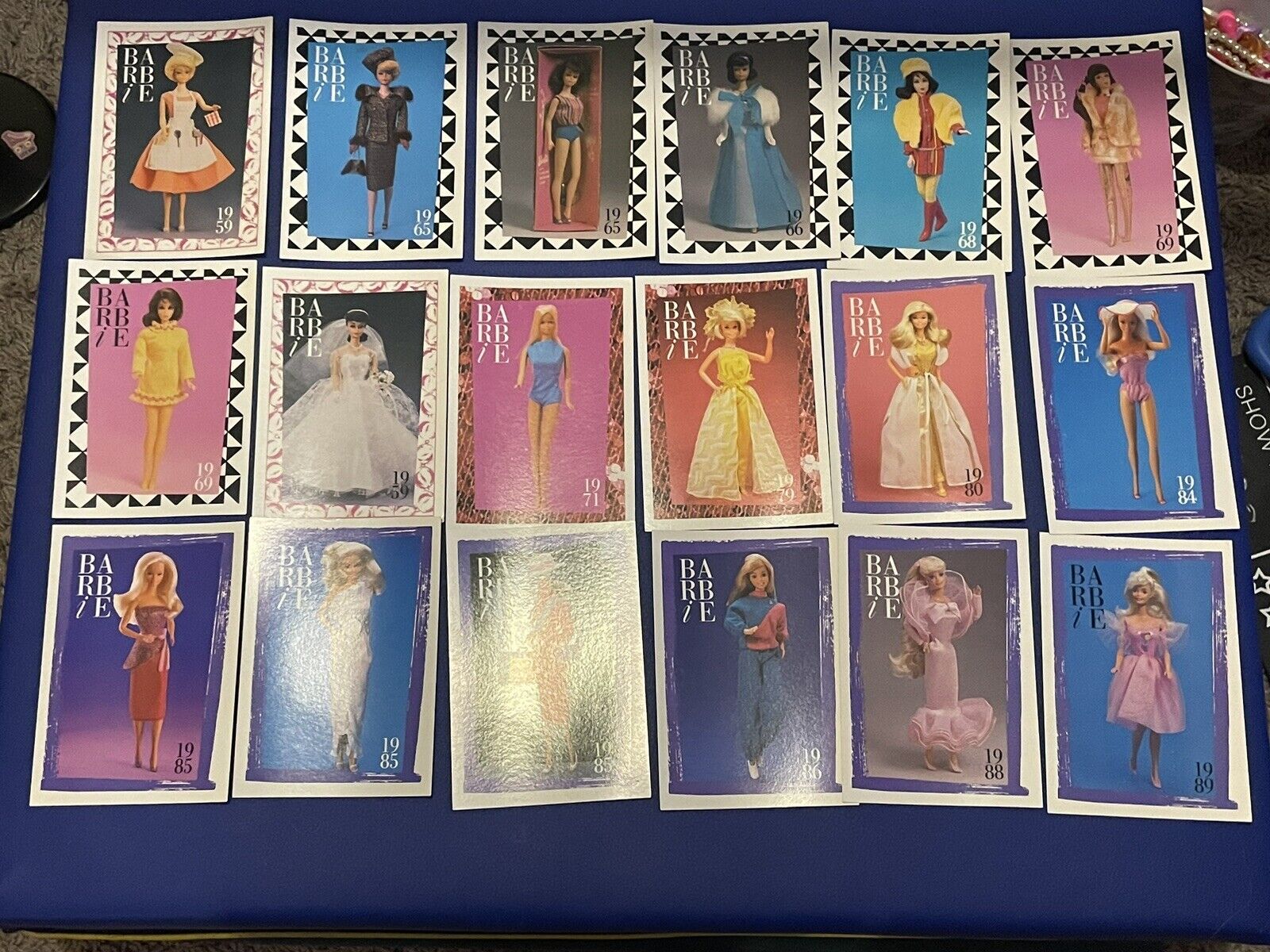 Vintage Barbie Collector Cards 1960s, 1970s, 1980s Outfit Printed 1990 Lot Of 18