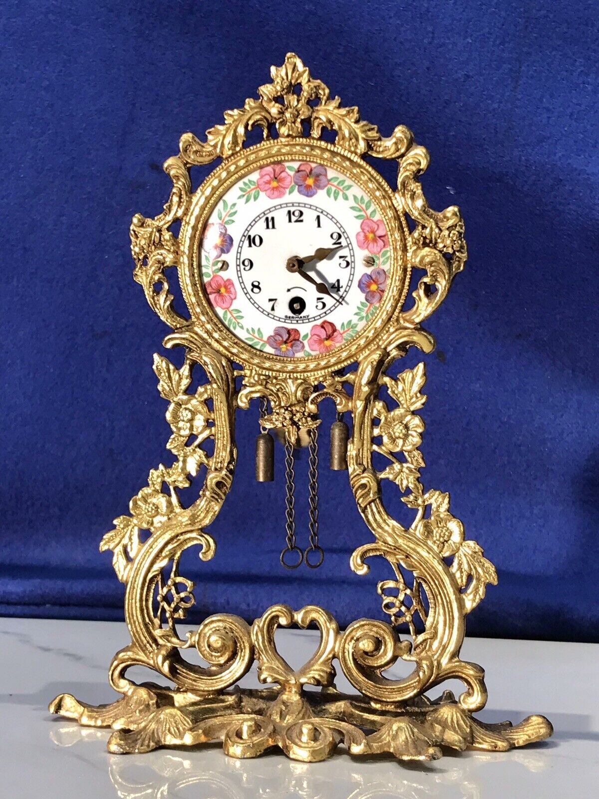 Vintage Germany Gebr Wintermantel Brass ,Bronze Clock,with Key Wound Movement