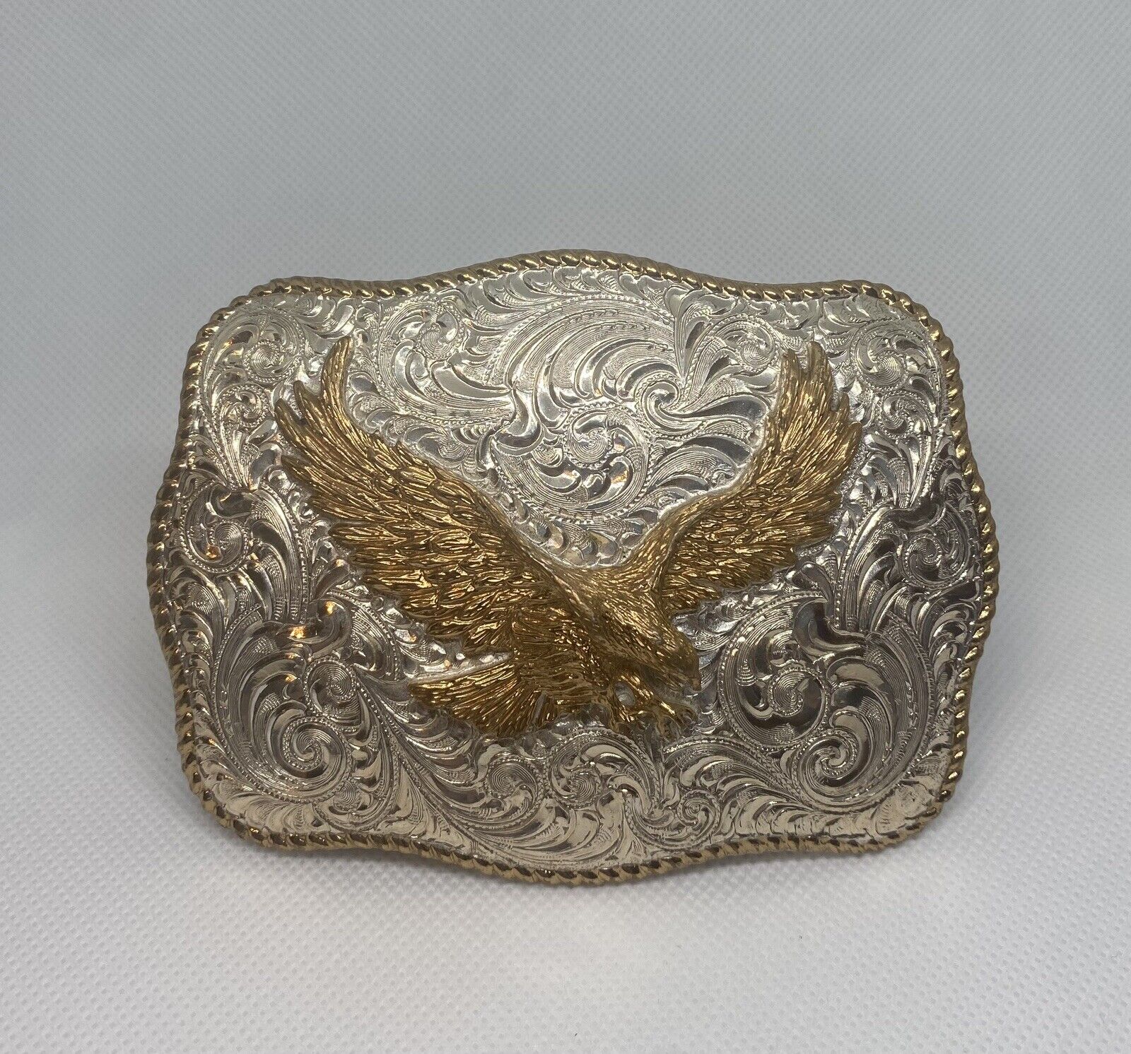 Vintage Gold Roped Crumrine Eagle Belt Buckle