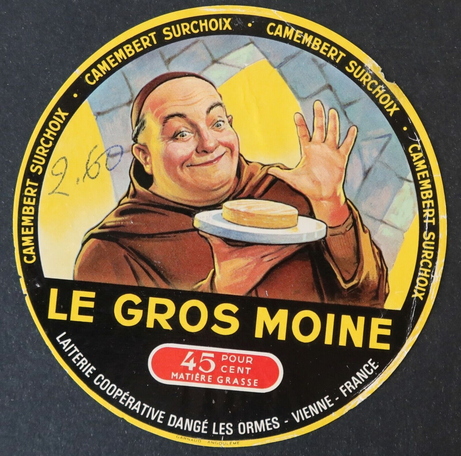 CAMEMBERT LE GROS MONINE Vienna Poitou cheese label 36 cheese label